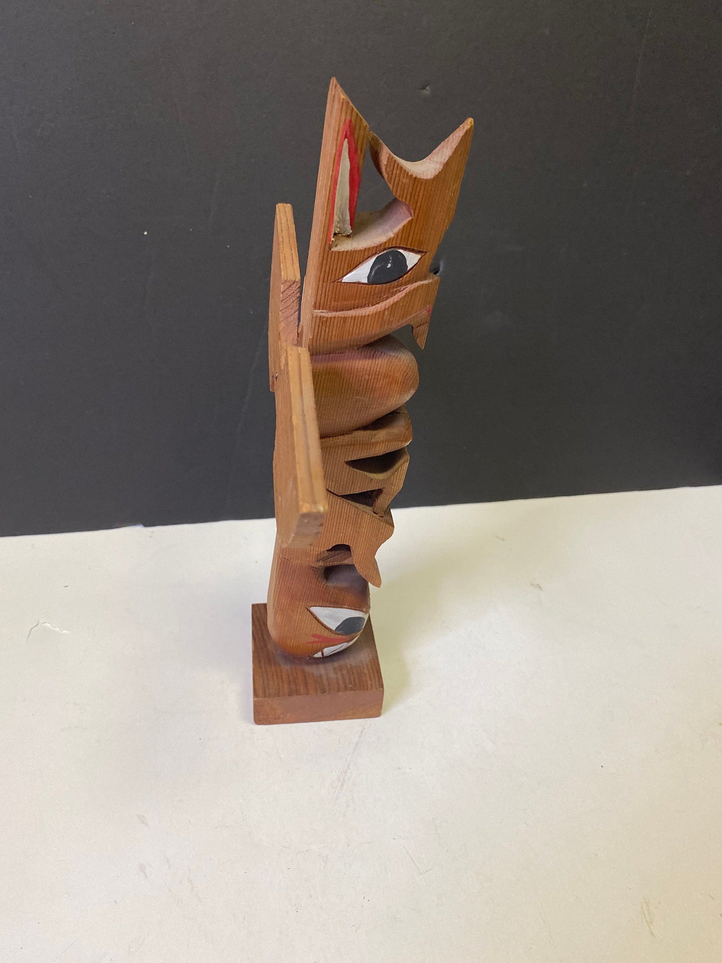 Lovely indigenous antique folk art 10 x 8 totem pole unsigned Well detailed and painted- First Nations native art Great price