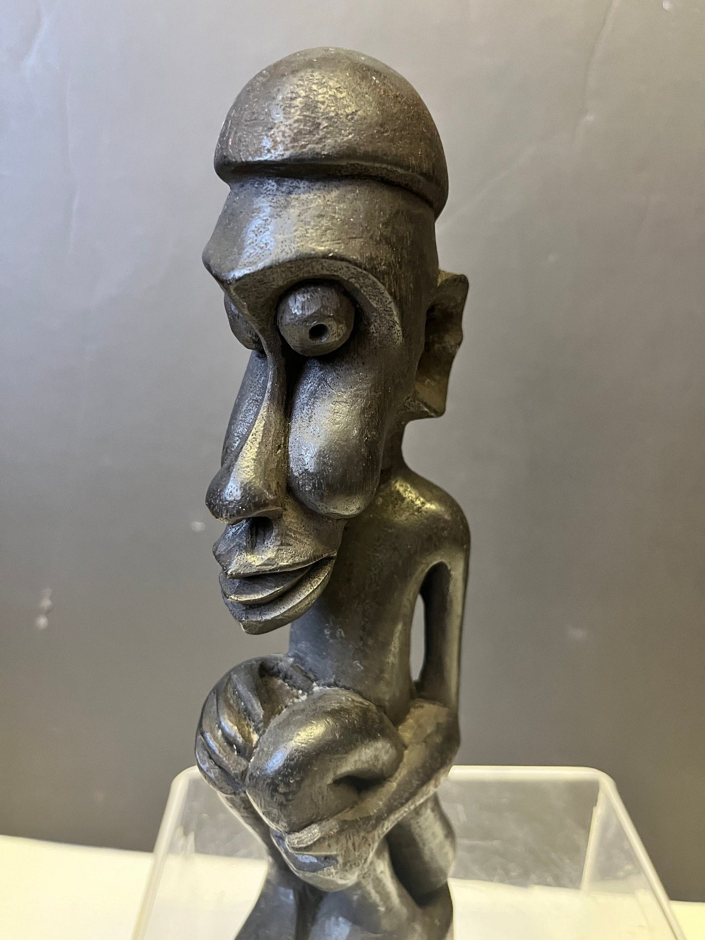 Wonderful 8.5 inch tall western African older statue well detailed with crazy eyes unique piece