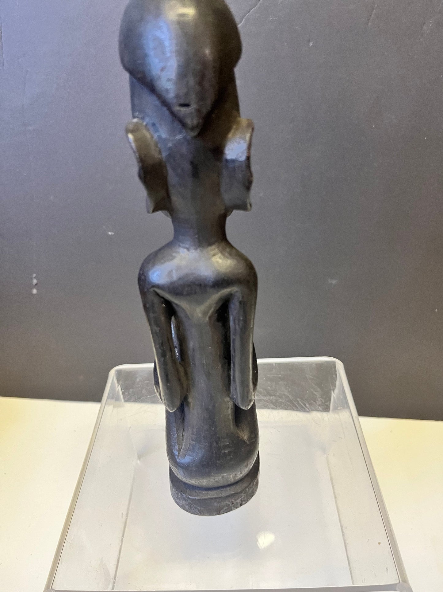 Wonderful 8.5 inch tall western African older statue well detailed with crazy eyes unique piece