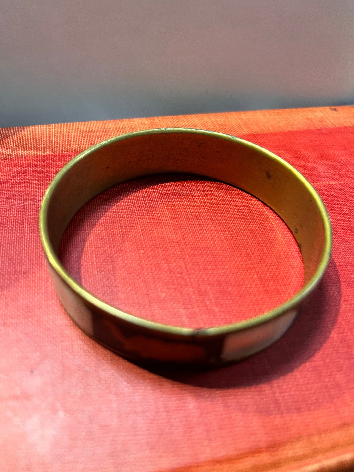 3 inch Indian brass and mother of pearl bangle bracelet nice detail good gift