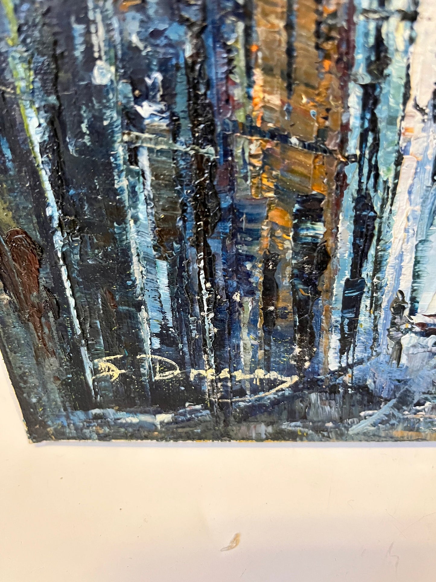 10 x 8 x 1 super little original painting  European street scene  signed hard to read  really beautiful  great gift