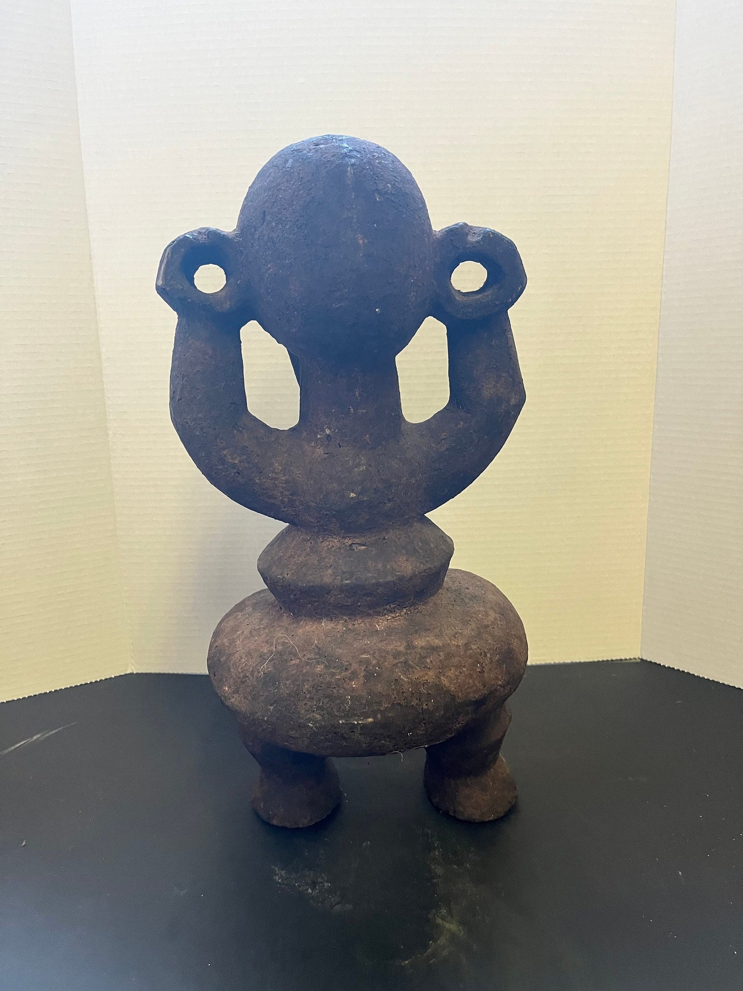 Absolutely fabulous antique museum quality 16 1/2 x 8 wooden statue from Ghana Tons of age and character Wow wow