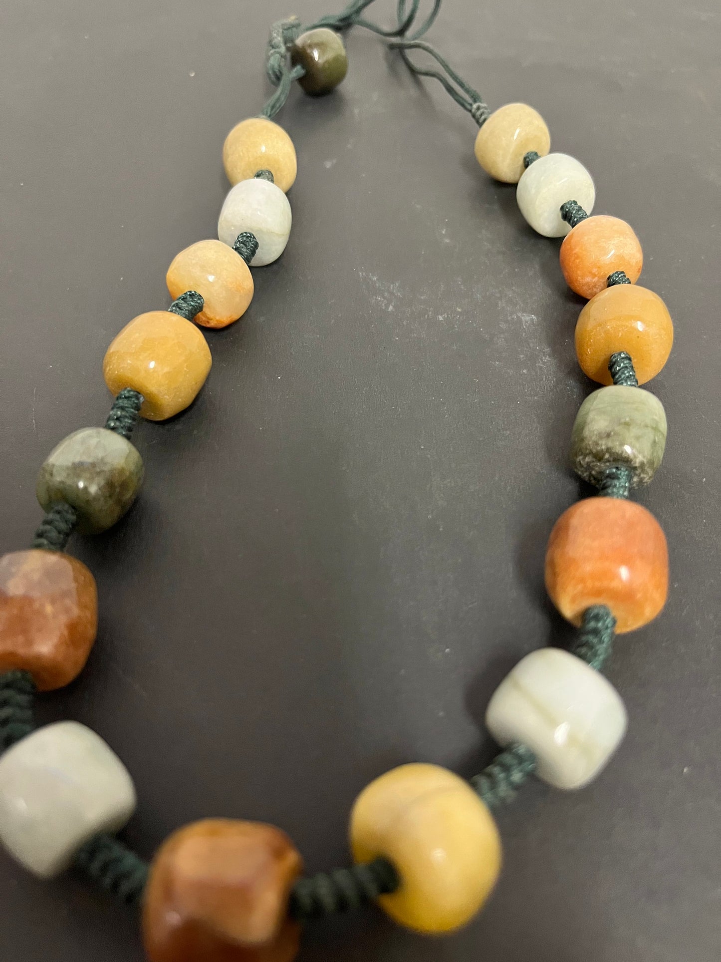 Absolutely fabulous approximately 23 inch long adjustable stone necklace Variety of different stones all polished and wonderful quality