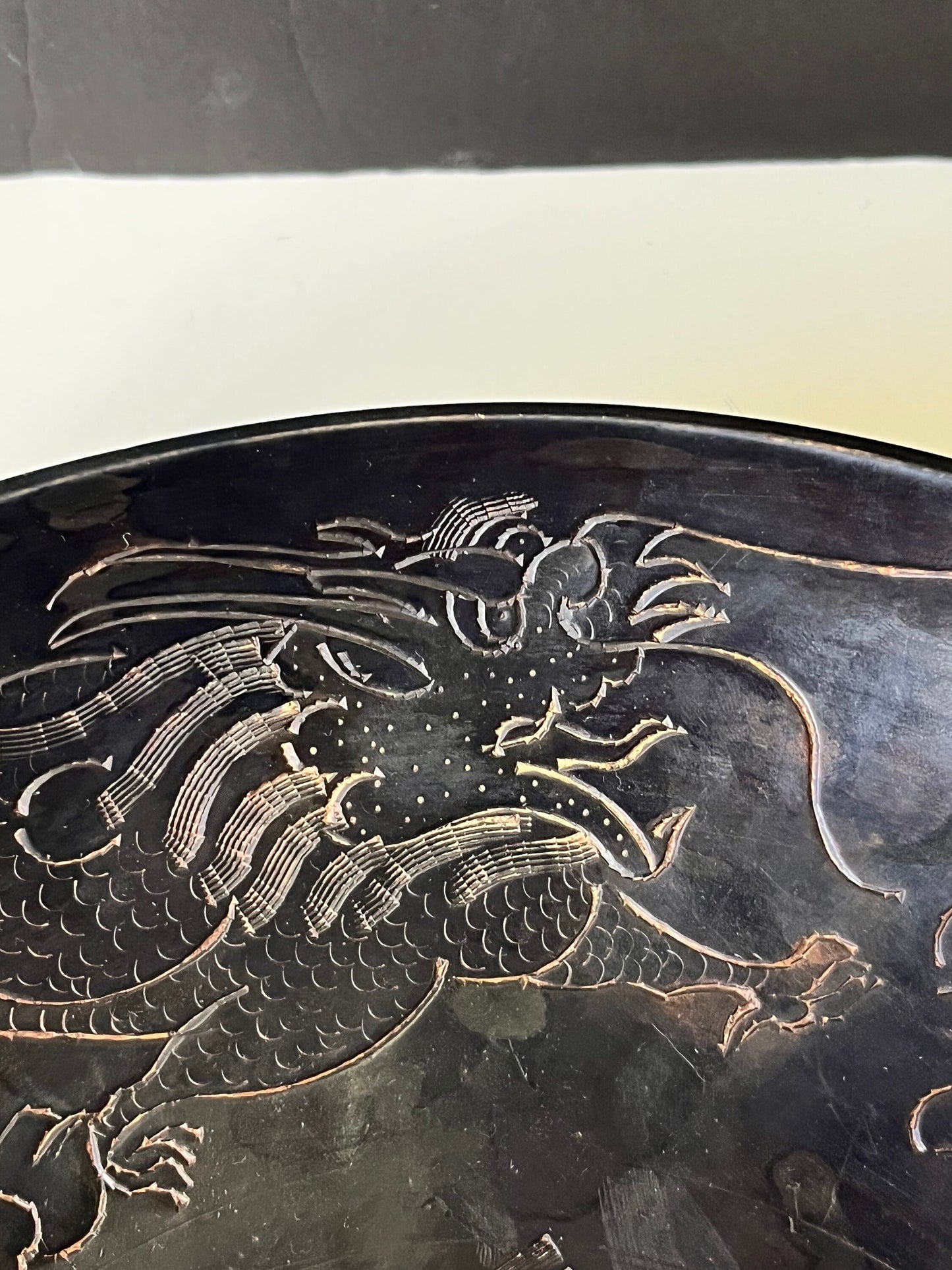 A  Huge fabulous 12 inch Japanese bronze Dragon Bowl  Antique with fabulous Patina  and detail  Stunning piece  great gift