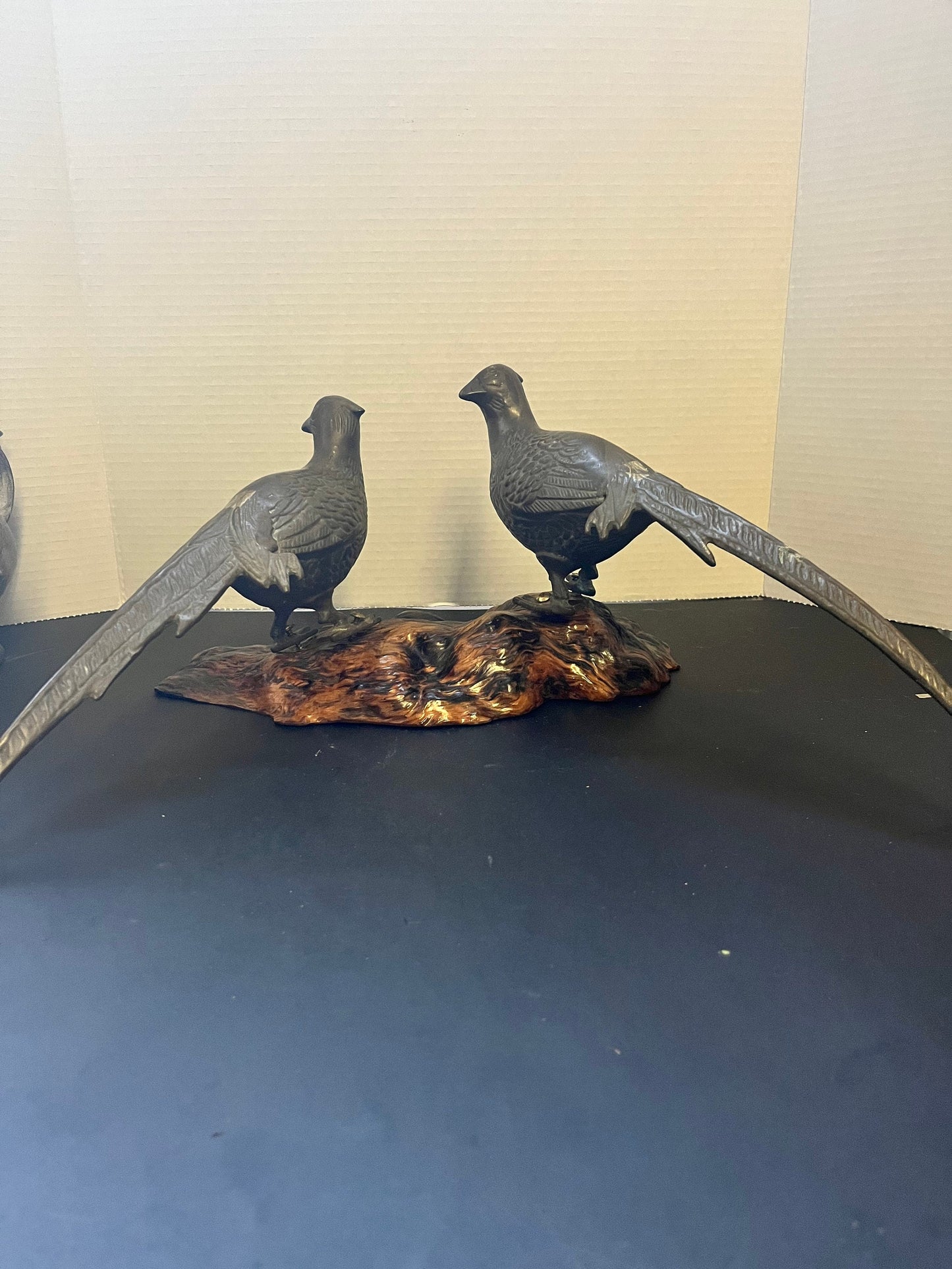 12 x 7 x 14 inch fabulous bronze Japanese grouse on burl base  unreal quality