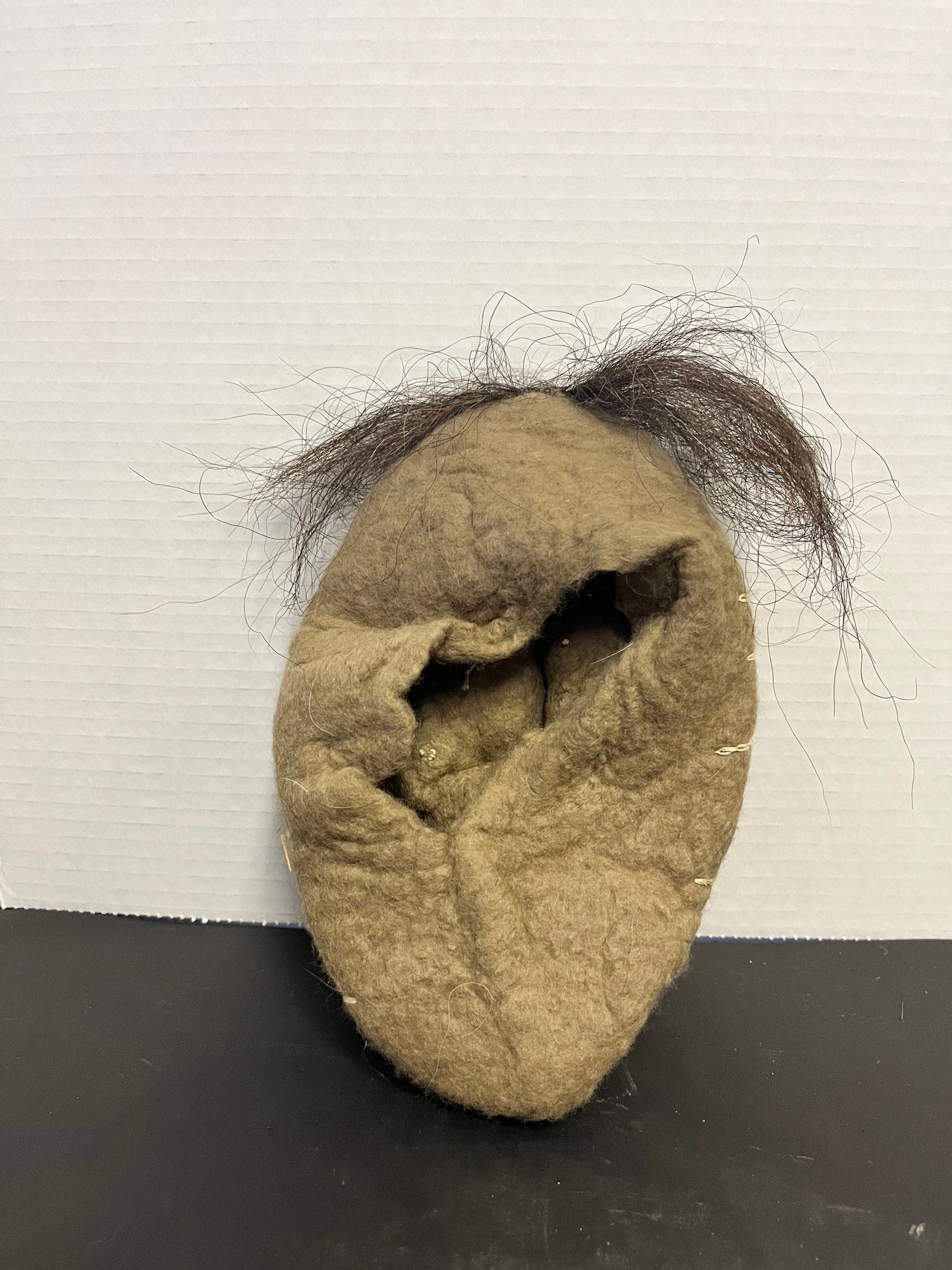 10 x 6 indigenous Inuit Eskimo felt mask with great detail and perfect condition  really powerful antique Canadian  mask - wow