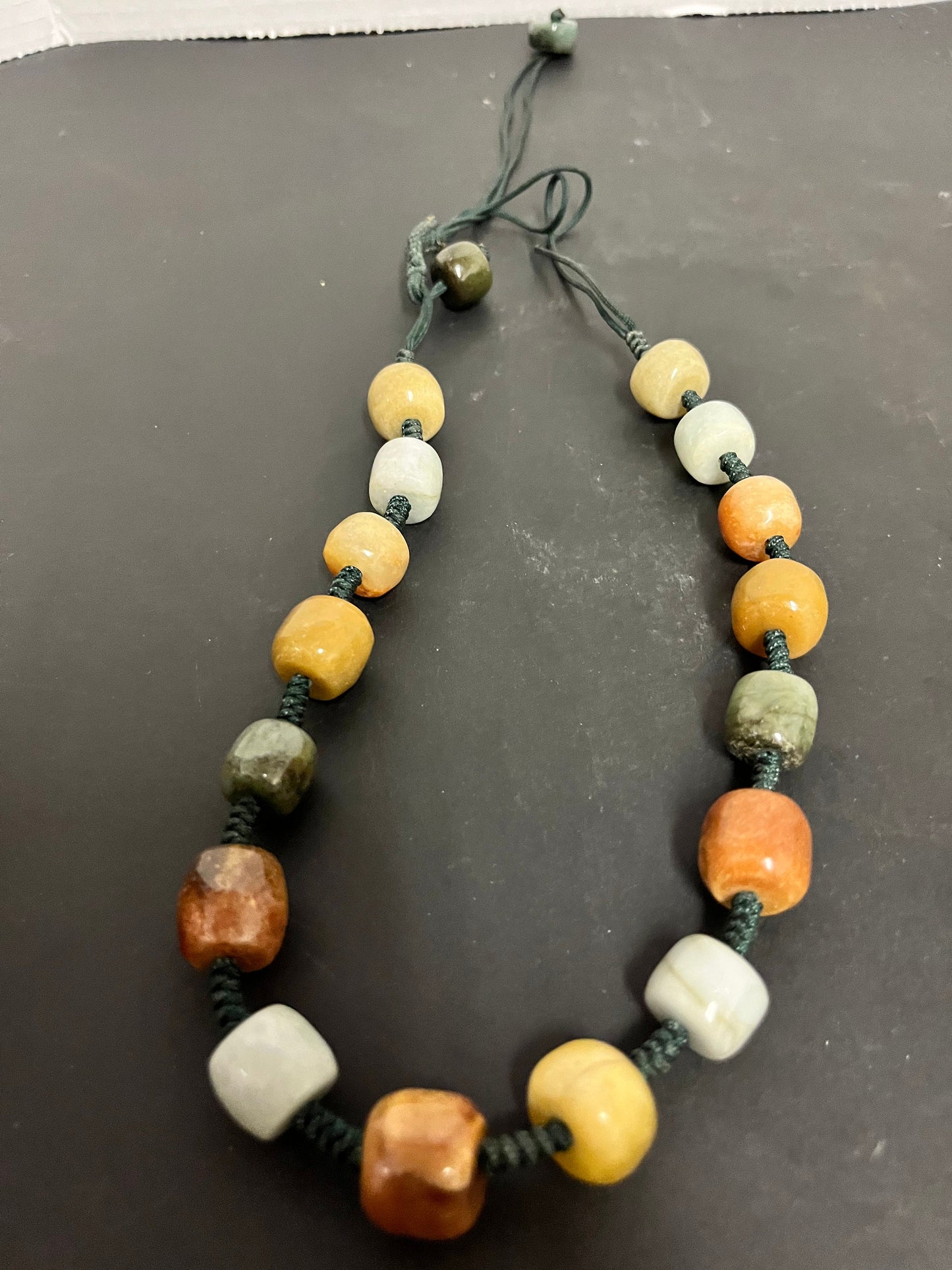 Absolutely fabulous approximately 23 inch long adjustable stone necklace Variety of different stones all polished and wonderful quality
