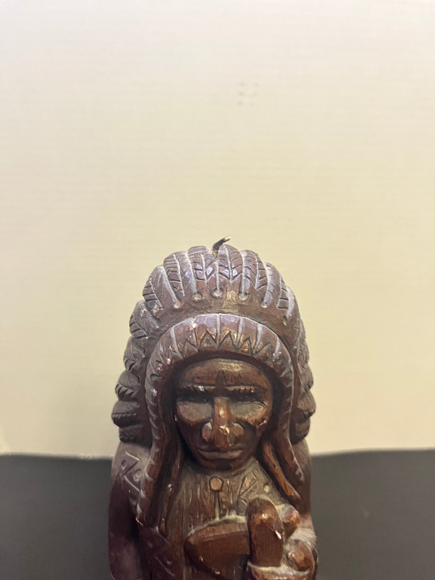 Absolutely fabulous 11 x 3 Canadian made vintage candle depicting a old fashion cigar store Indian Perfect condition great gift - unusual