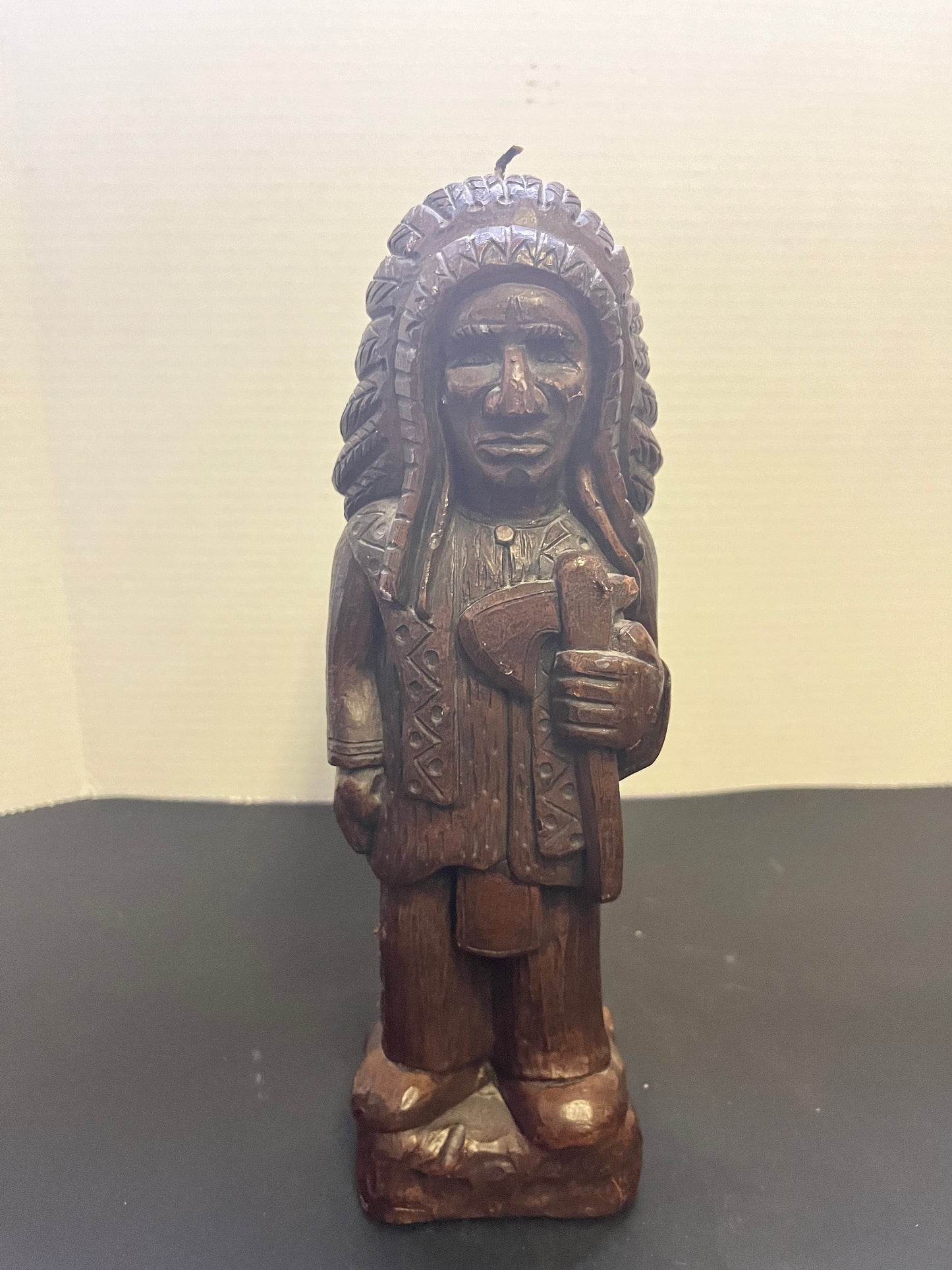 Absolutely fabulous 11 x 3 Canadian made vintage candle depicting a old fashion cigar store Indian Perfect condition great gift - unusual