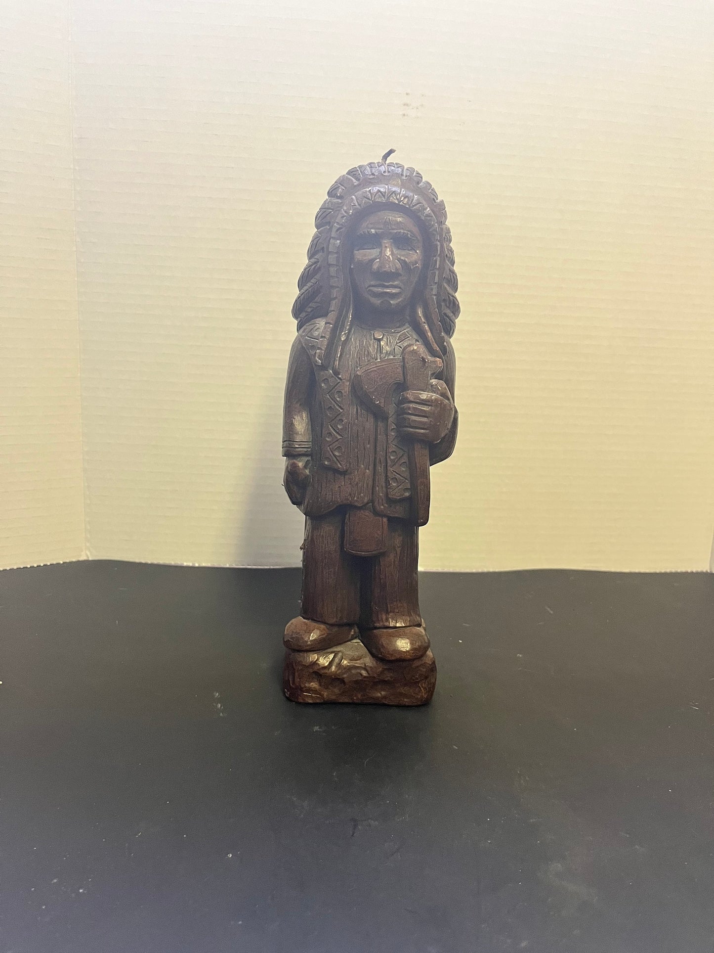 Absolutely fabulous 11 x 3 Canadian made vintage candle depicting a old fashion cigar store Indian Perfect condition great gift - unusual