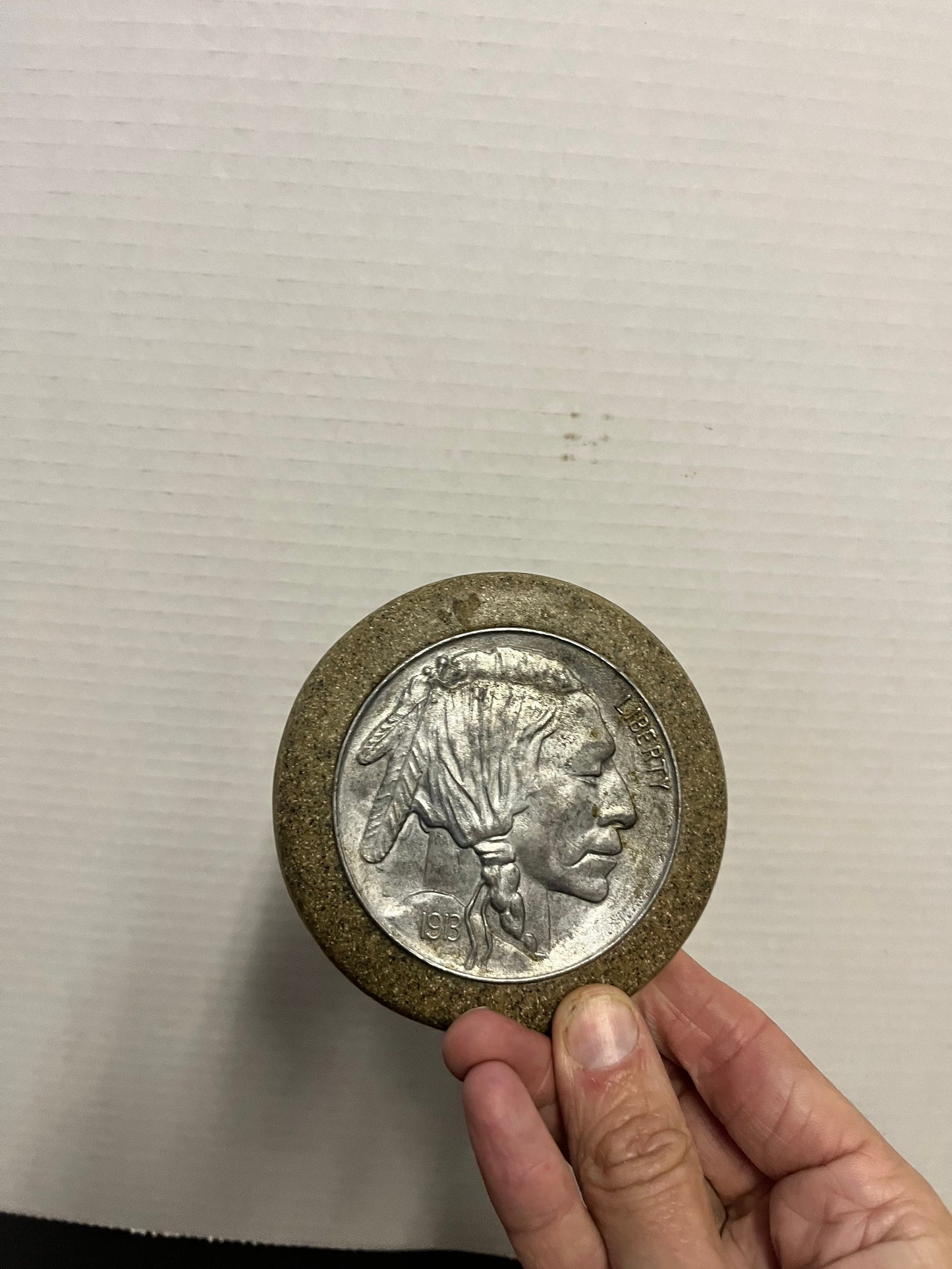 Ridiculously cool 5 inch American liberty 1913 buffalo nickel plaque or coaster Cool detail and great look and a perfect gift