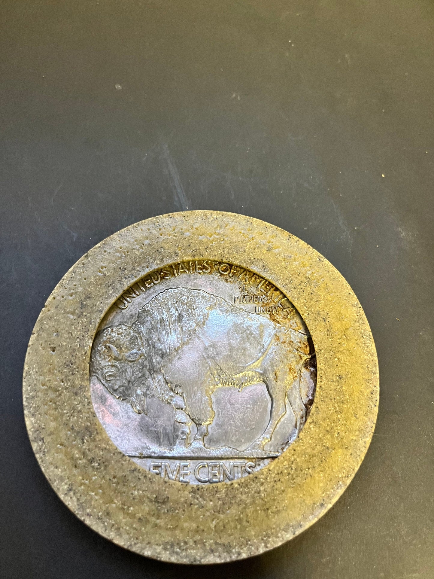 Ridiculously cool 5 inch American liberty 1913 buffalo nickel plaque or coaster Cool detail and great look and a perfect gift