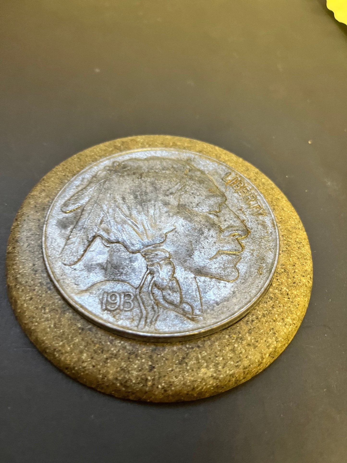 Ridiculously cool 5 inch American liberty 1913 buffalo nickel plaque or coaster Cool detail and great look and a perfect gift