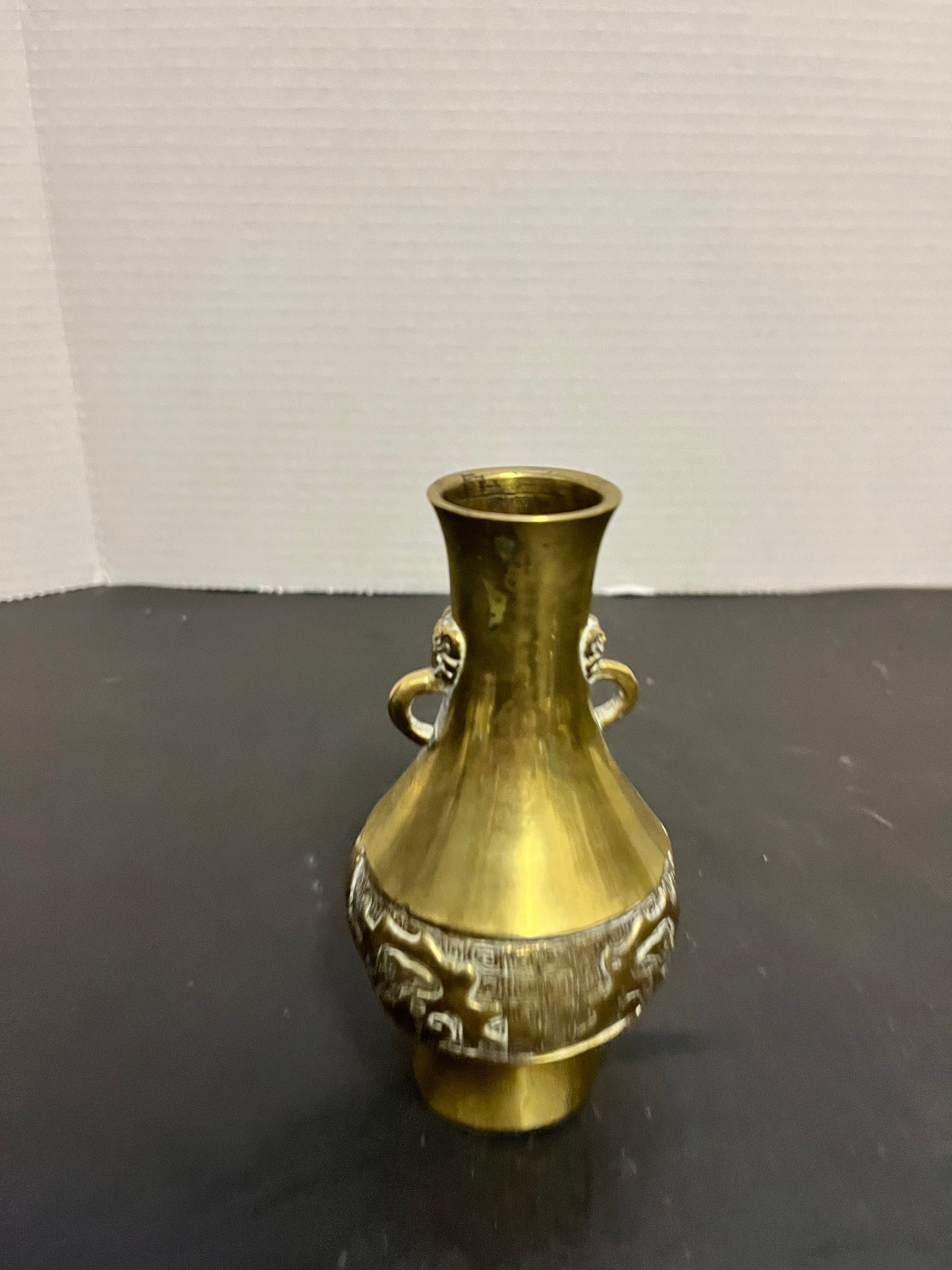 Lovely 5 inch bronze Chinese heavily decorated vase in nice condition Perfect gift or for your collection