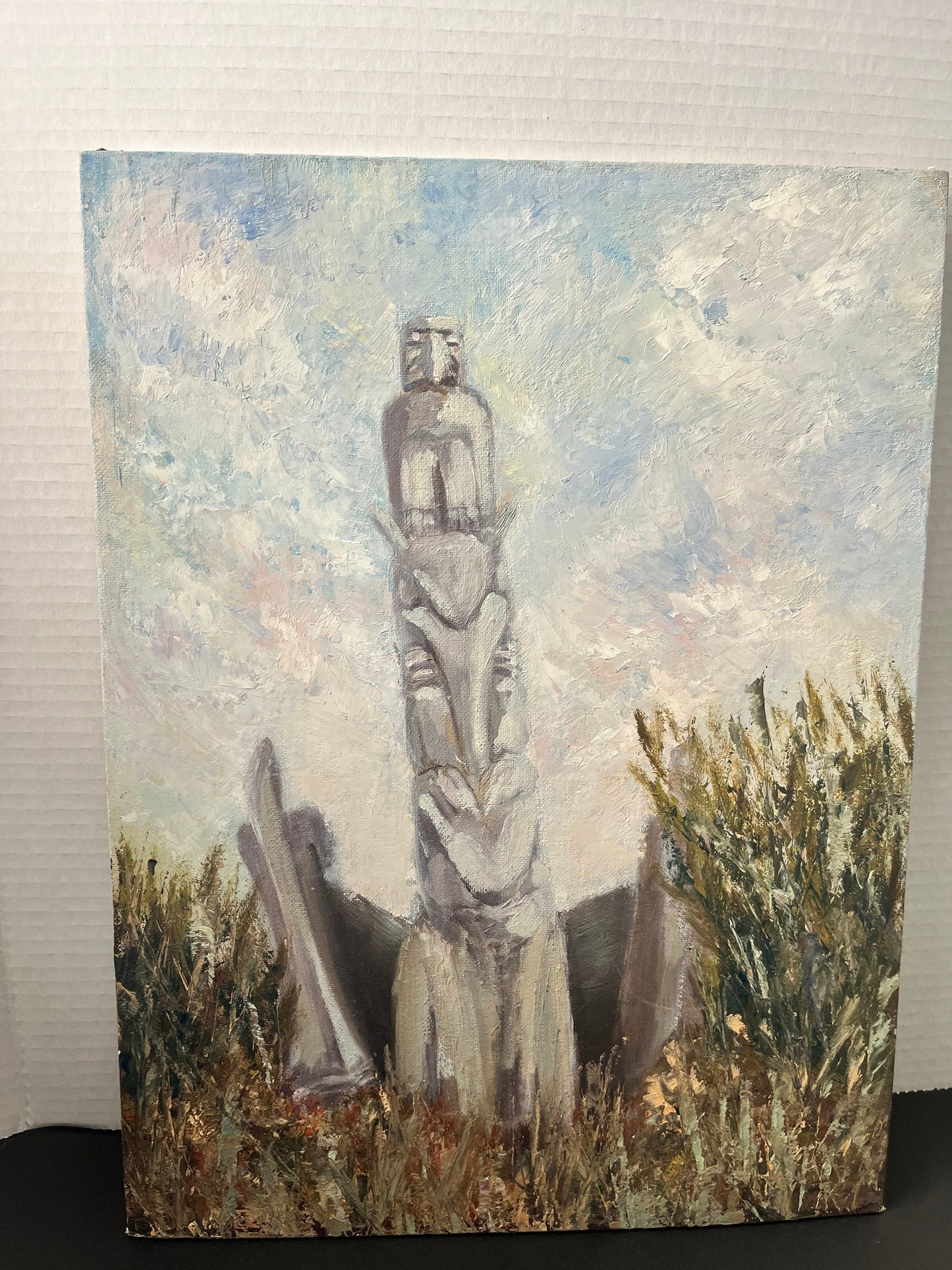 Absolutely fantastic Emily car style 16 x 12 original unsigned painting on board Canadian indigenous Pacific Northwest first nations paint