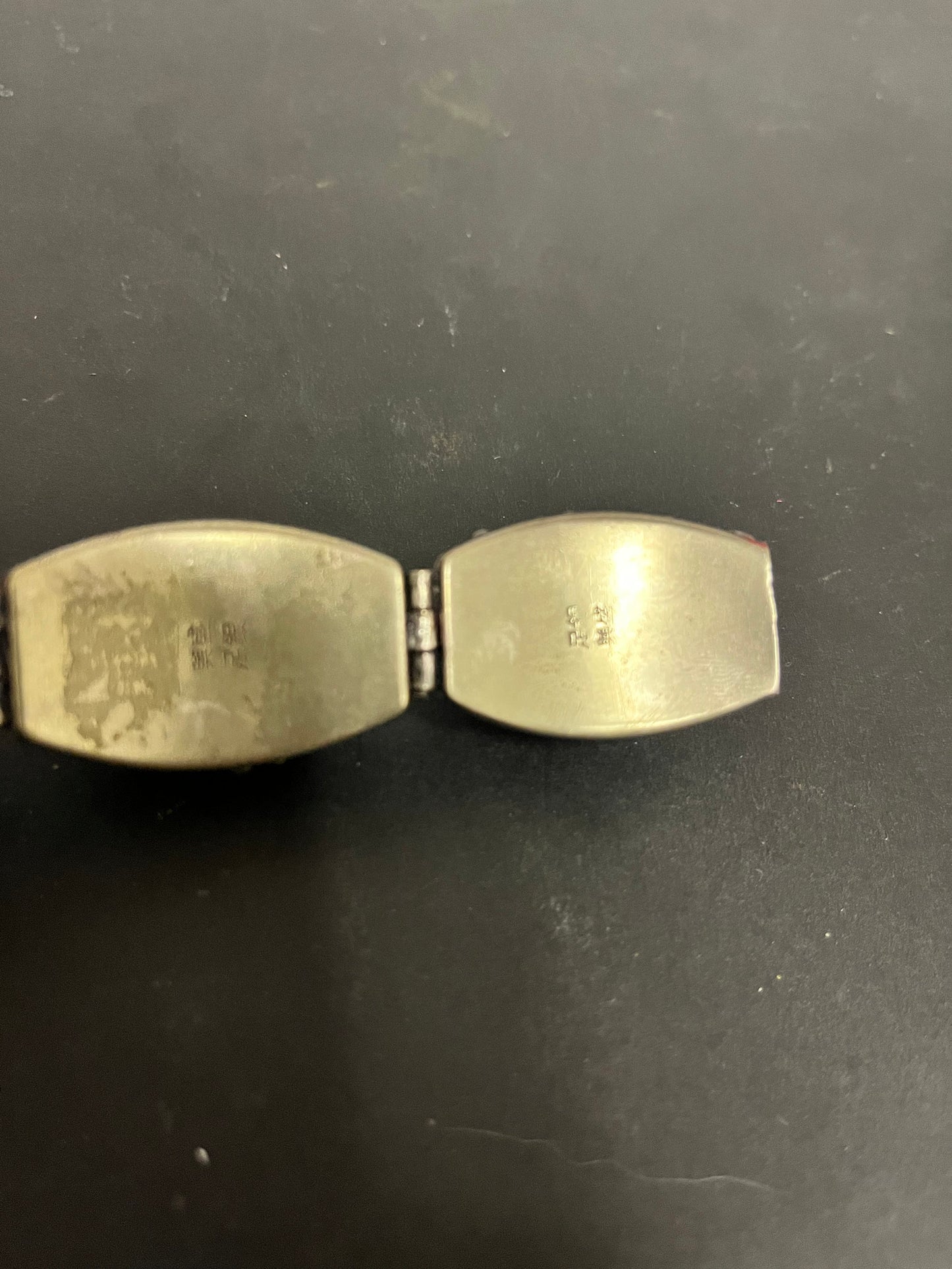Absolutely magnificent 11 1/2 inch long and 3 inch wide when closed antique signed Chinese silver enamel and jade bracelet  the best - gift