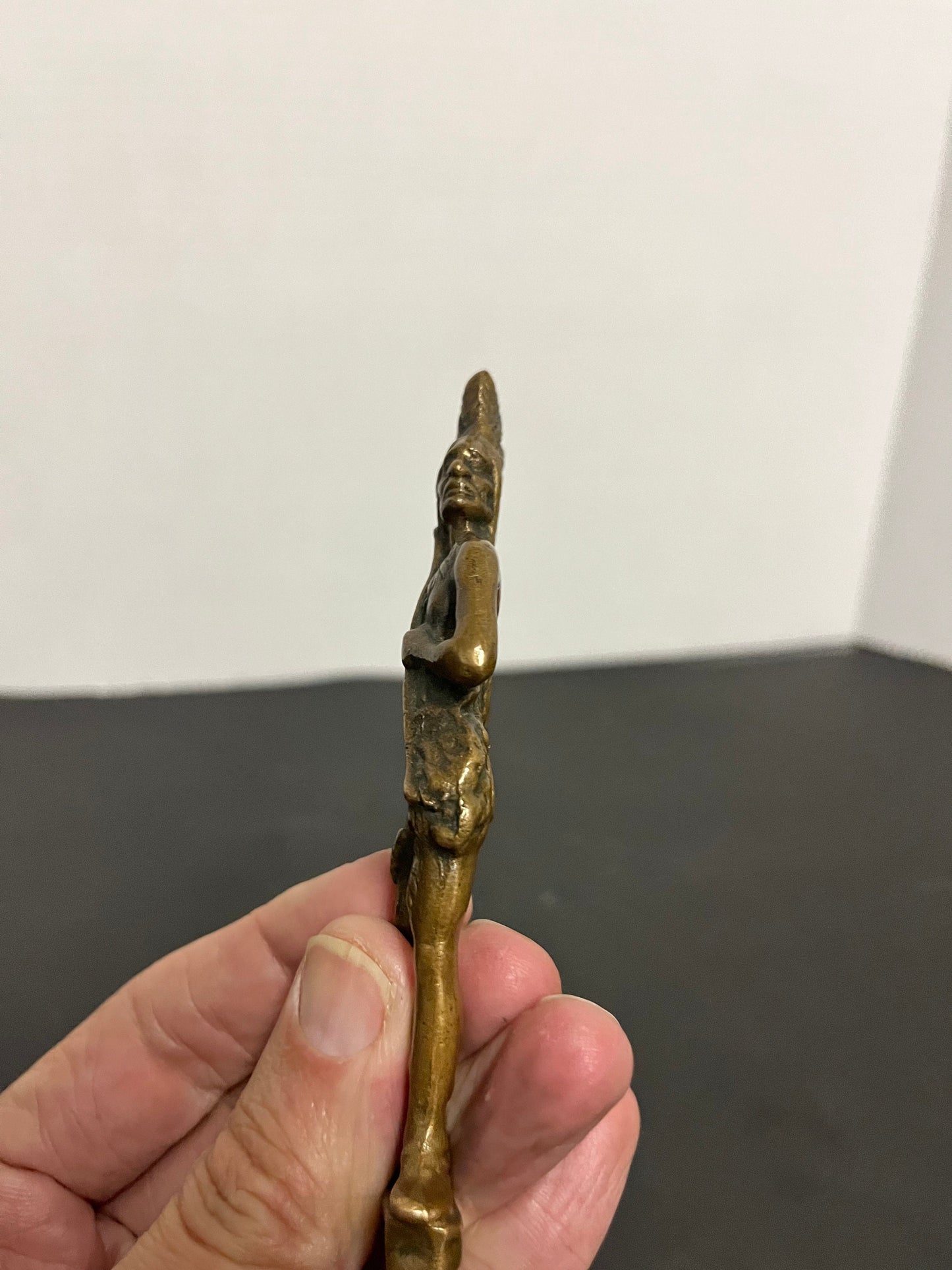 Fabulous rare 10 inch long bronze and metal letter opener celebrating Seattle Great Bettina and wonderful subject matter Indigenous