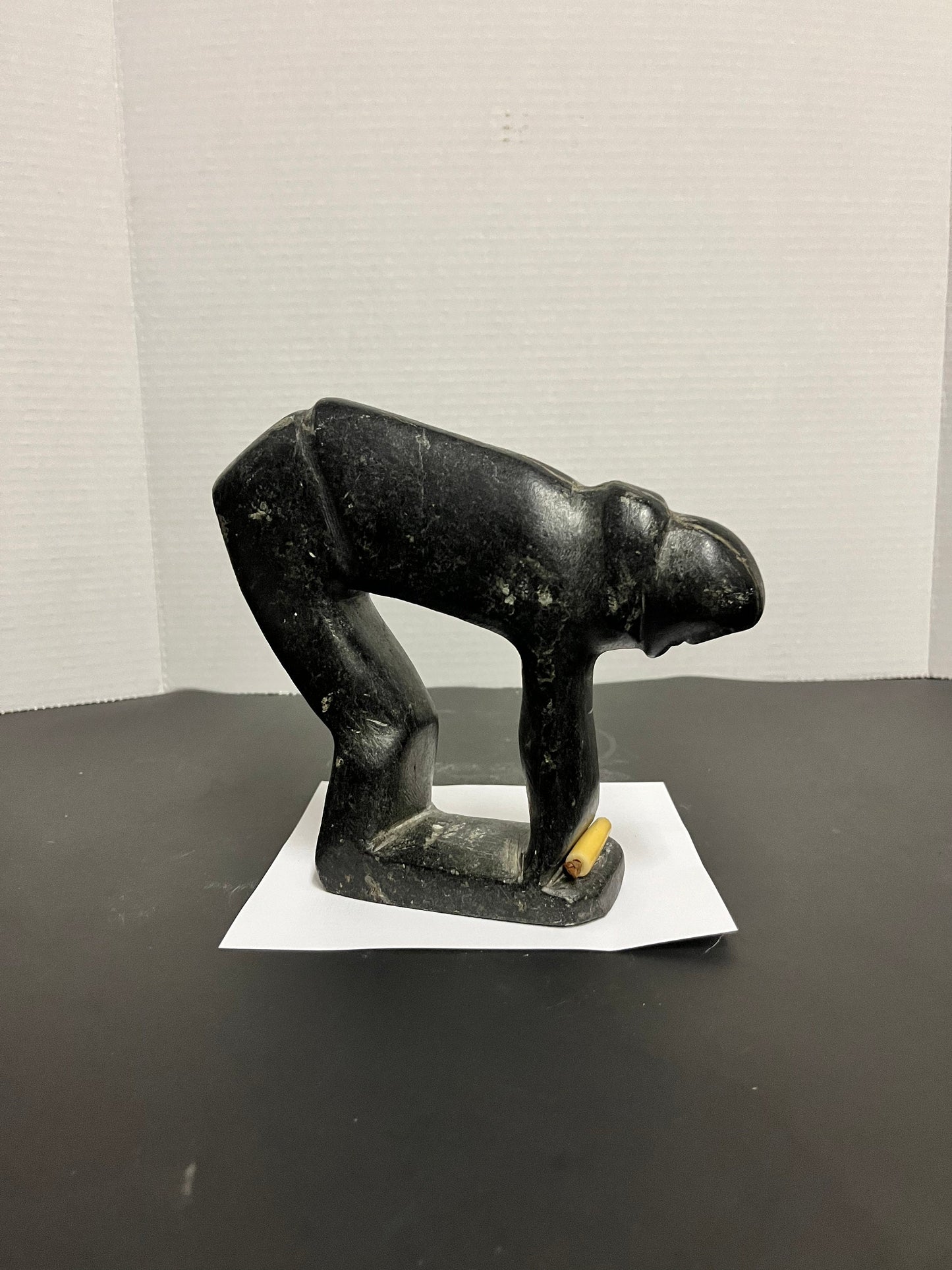 Antique Inuit soapstone statue amazing museum, quality 7 x 7 very very old well carved and pristine condition Inuit man wow gift