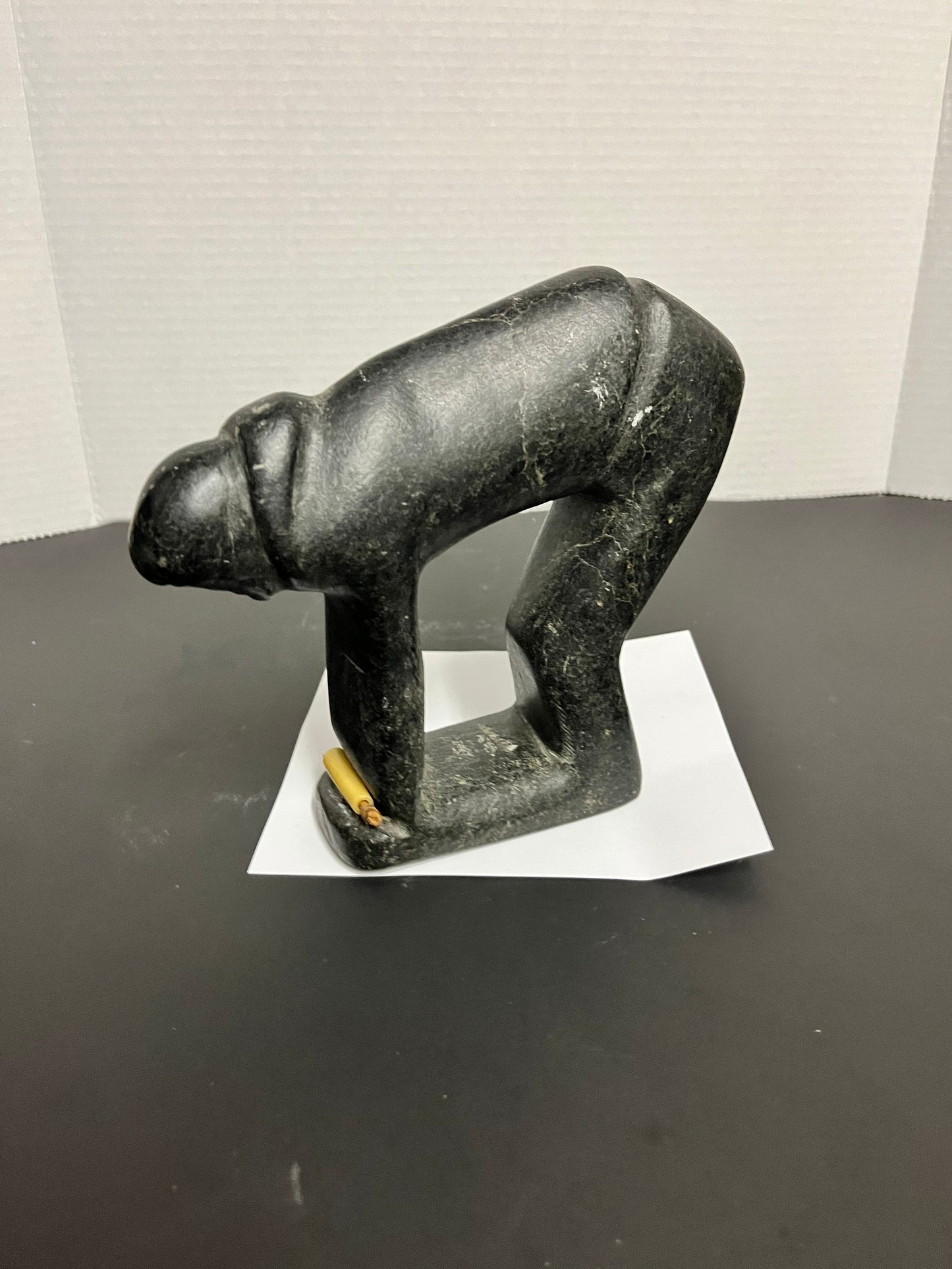Antique Inuit soapstone statue amazing museum, quality 7 x 7 very very old well carved and pristine condition Inuit man wow gift
