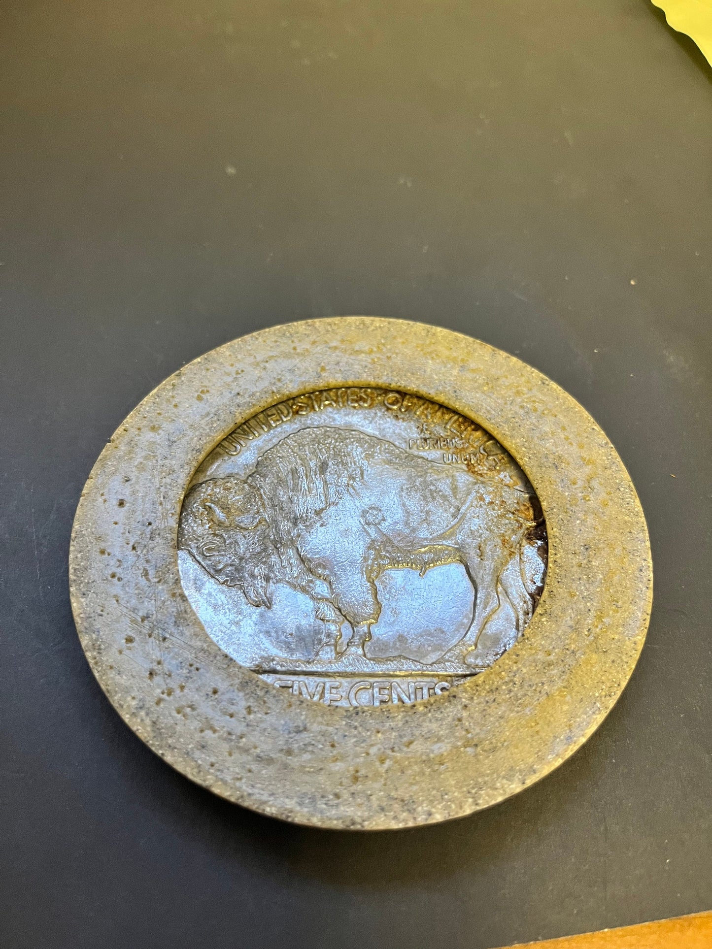 Ridiculously cool 5 inch American liberty 1913 buffalo nickel plaque or coaster Cool detail and great look and a perfect gift