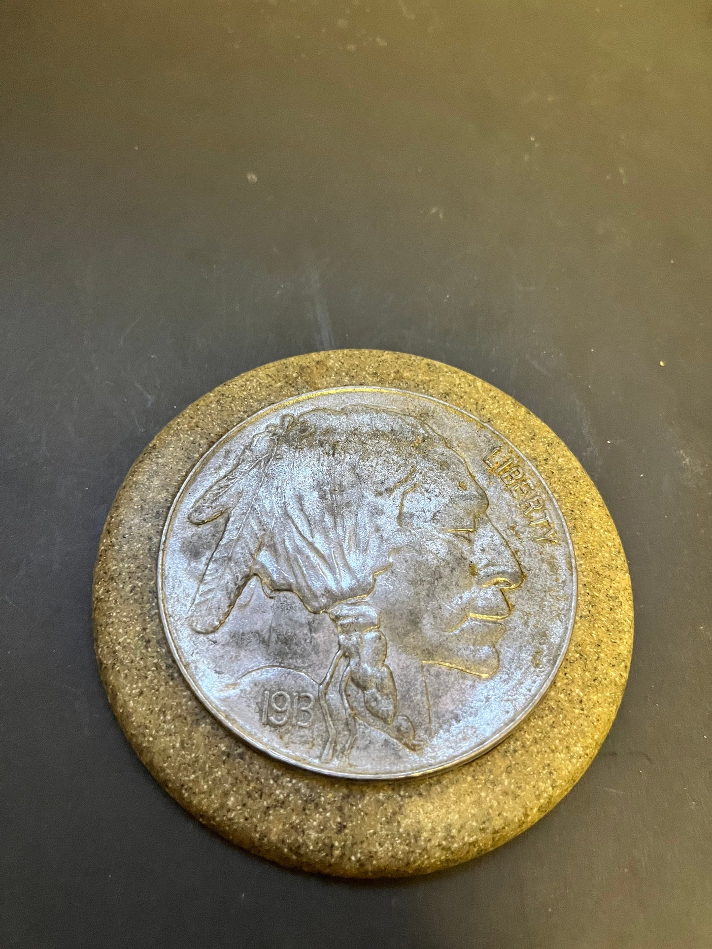 Ridiculously cool 5 inch American liberty 1913 buffalo nickel plaque or coaster Cool detail and great look and a perfect gift