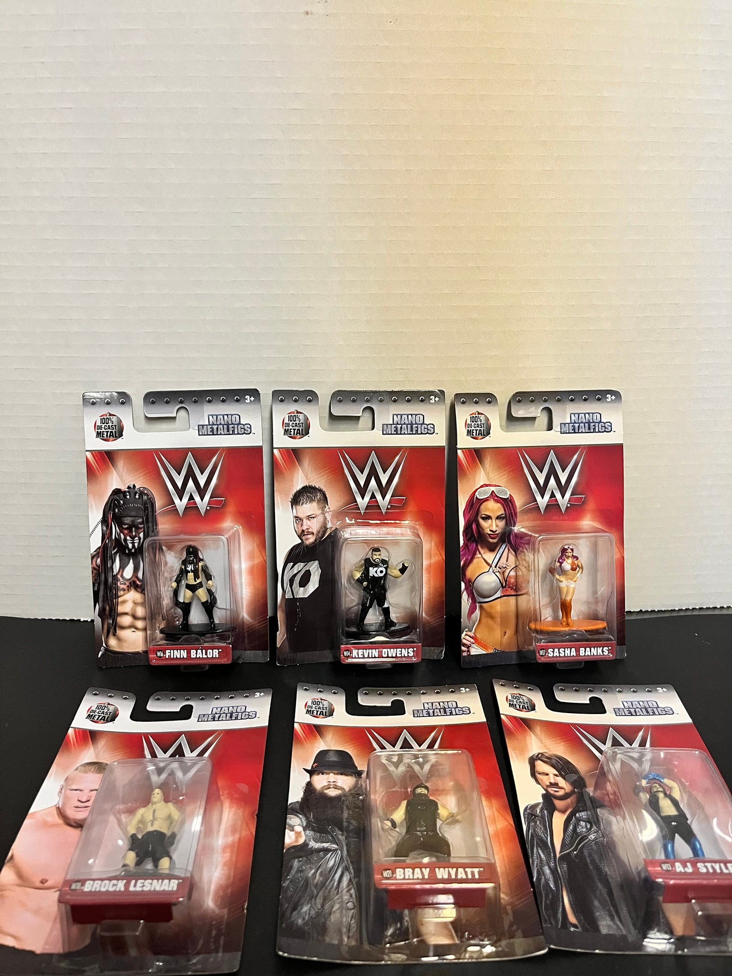 Fabulous set of six WWE metal diecast figures of current popular stars in original packets - wwe wresting super gift or collector