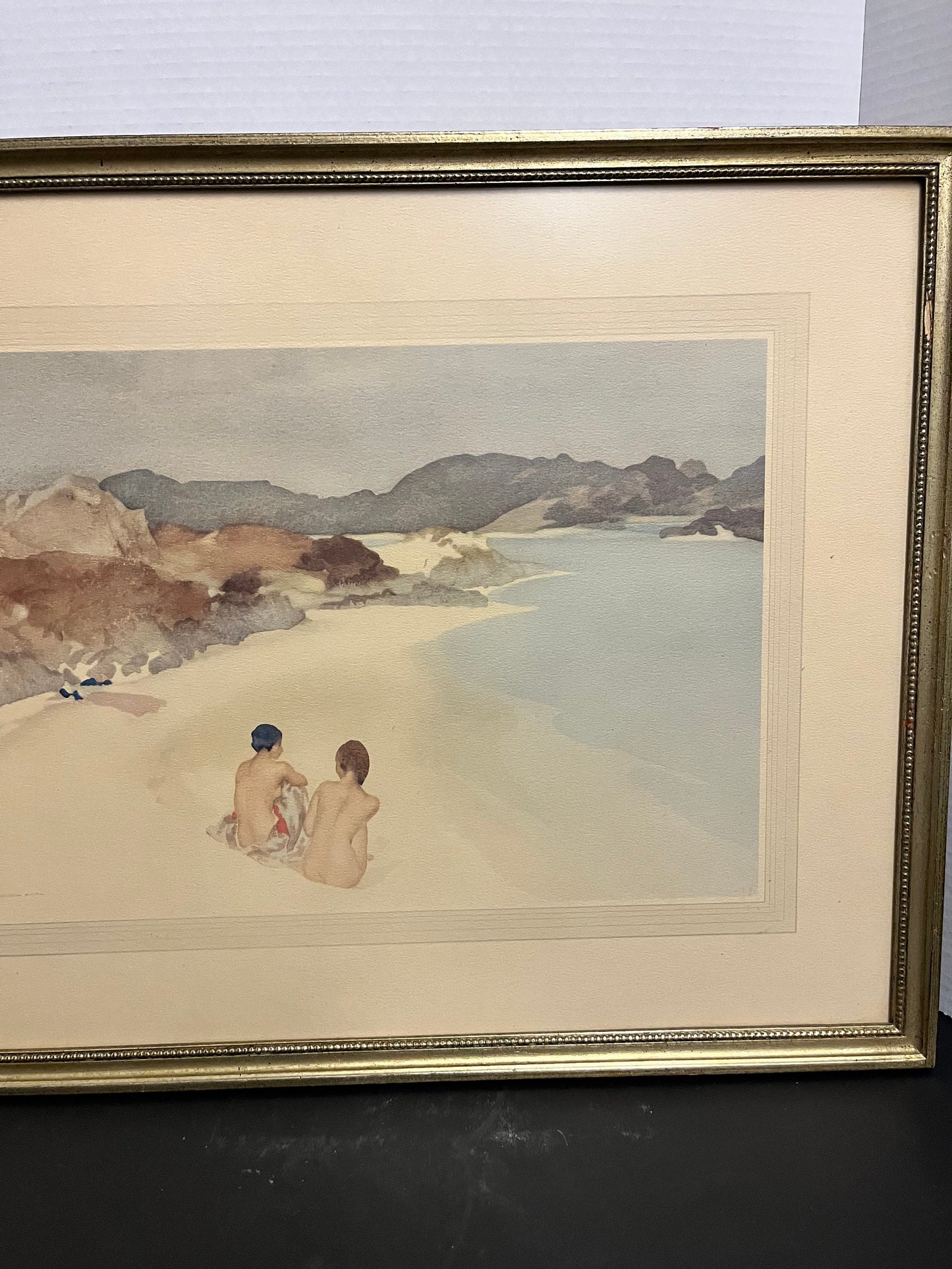 W Russell flint original signed print possibly watercolour great Condition bathing nudes 23 x 18
