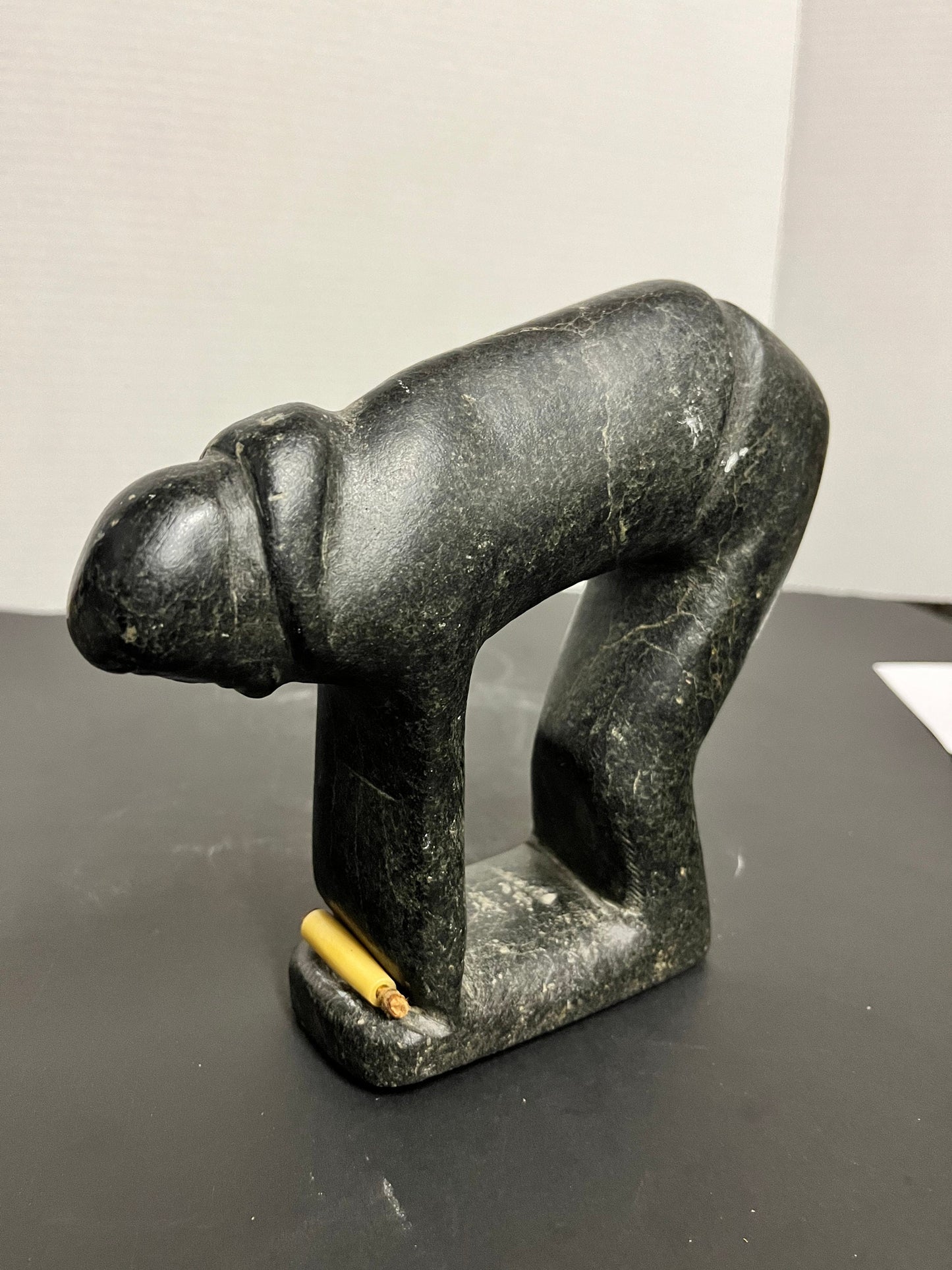 Antique Inuit soapstone statue amazing museum, quality 7 x 7 very very old well carved and pristine condition Inuit man wow gift