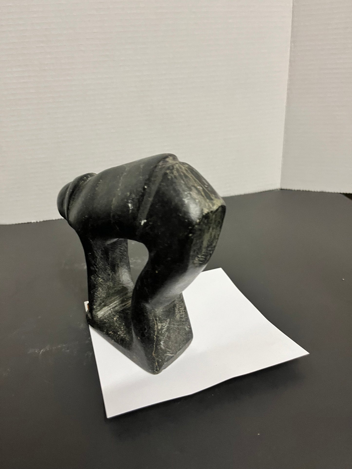 Antique Inuit soapstone statue amazing museum, quality 7 x 7 very very old well carved and pristine condition Inuit man wow gift