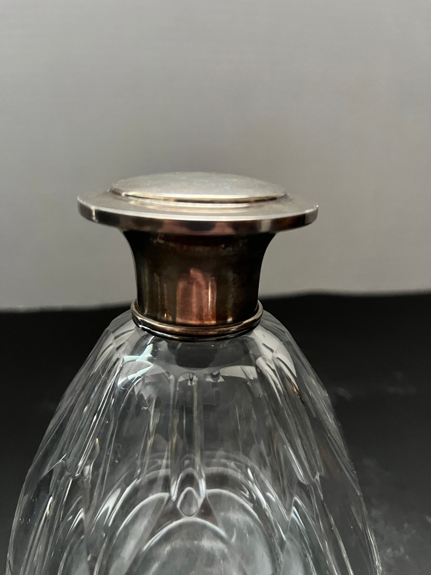 5.5 English sterling topped perfume bottle with original stopper hallmarked and good condition antique Beauty great condition gift