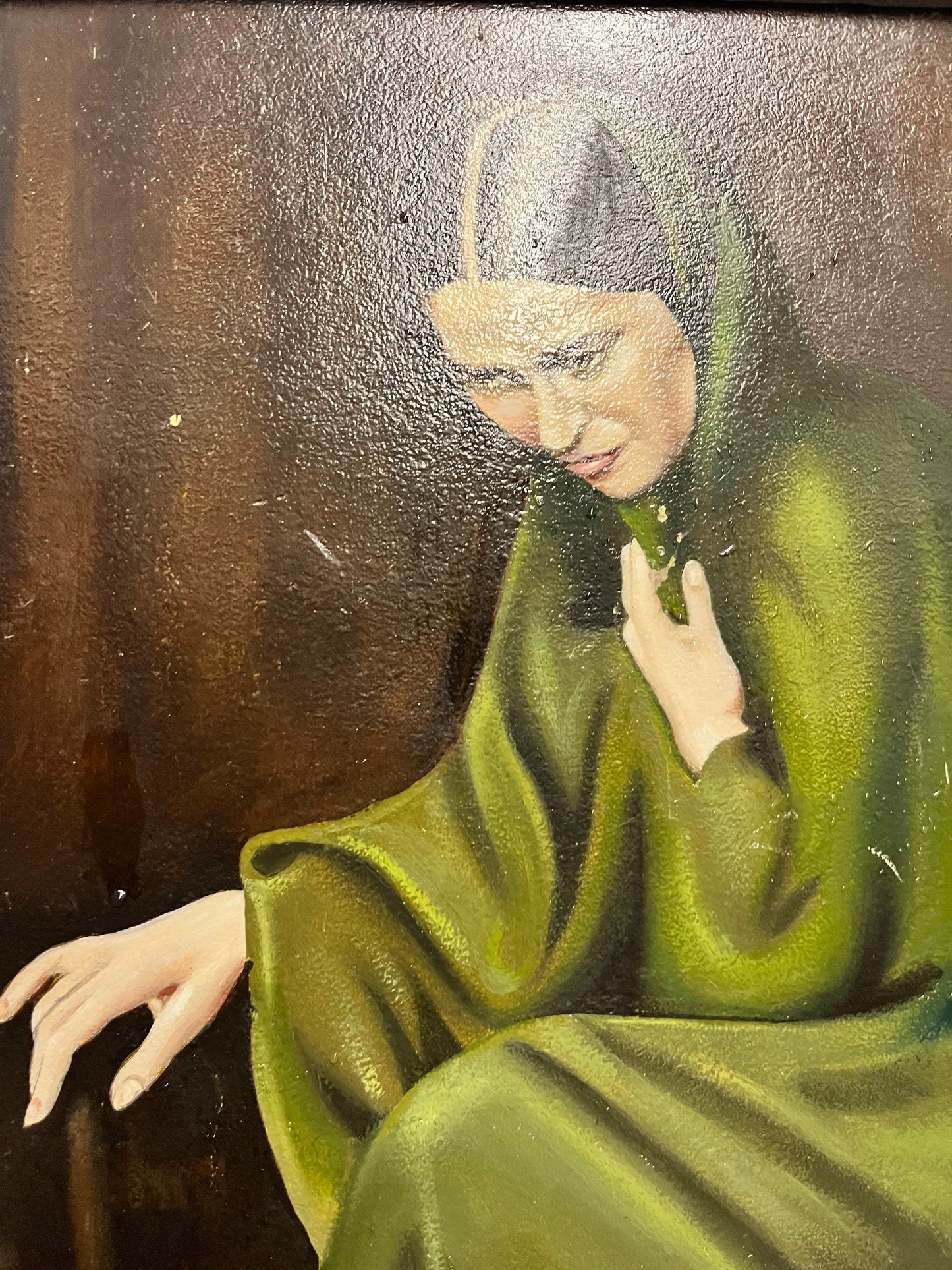 21 x 18 original painting in shabby chic frame absolute masterpiece, probably European late 19 century wonderful artwork, and great gift