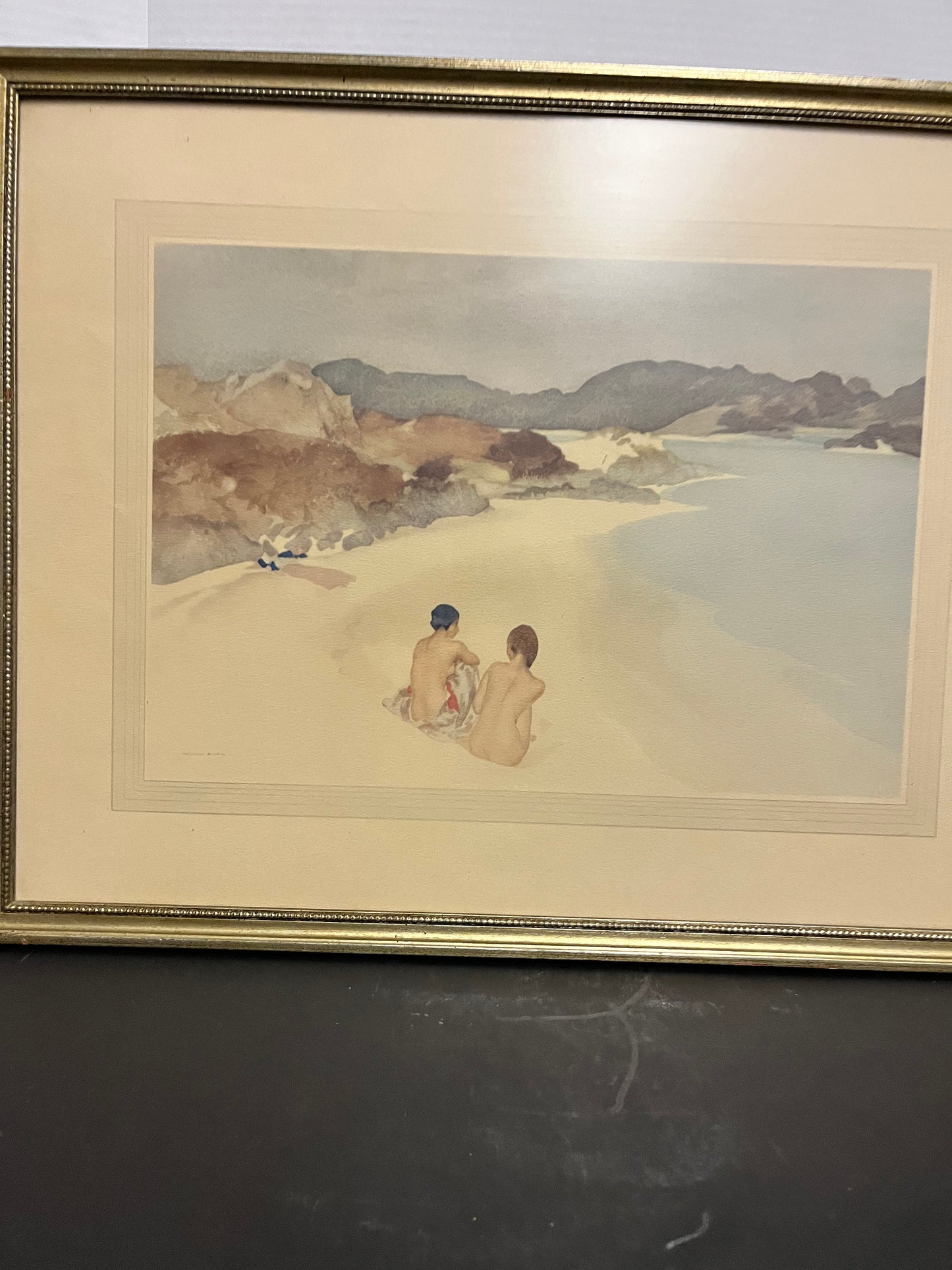 W Russell flint original signed print possibly watercolour great Condition bathing nudes 23 x 18