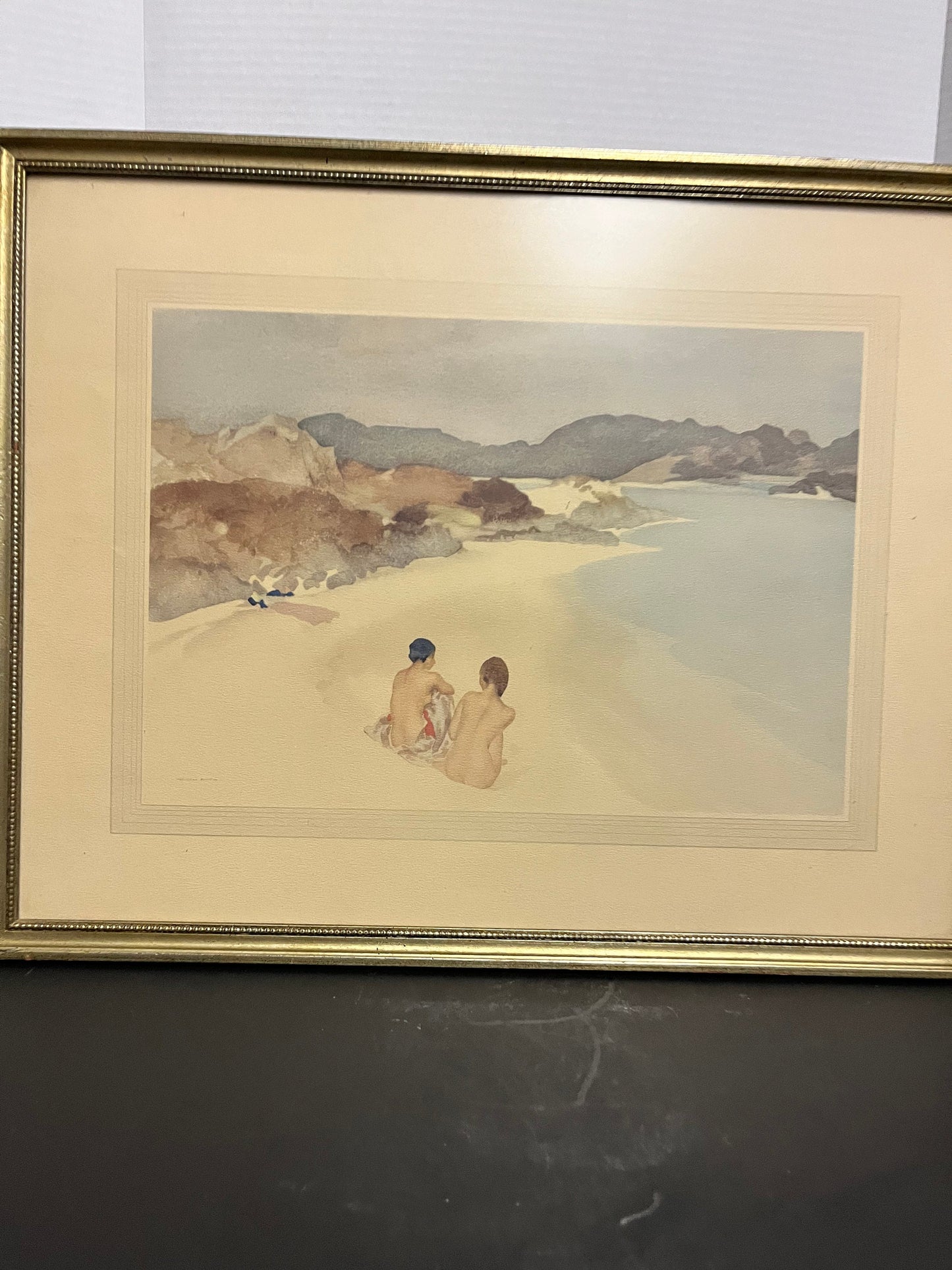 W Russell flint original signed print possibly watercolour great Condition bathing nudes 23 x 18