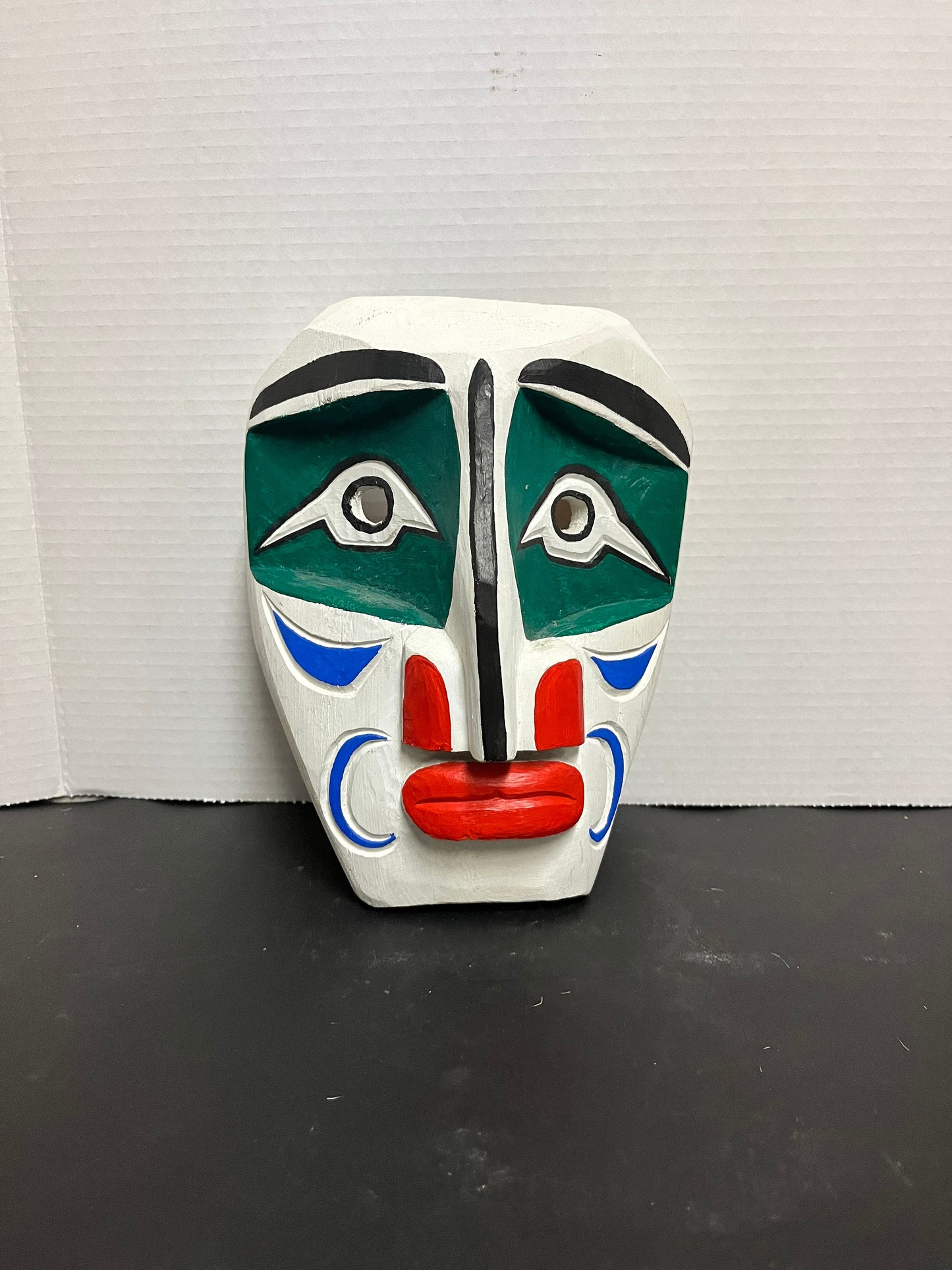 Stunning 9 inch signed, indigenous first nations carved and well painted Mask wonderful imagery, and ready to hang and perfect gift