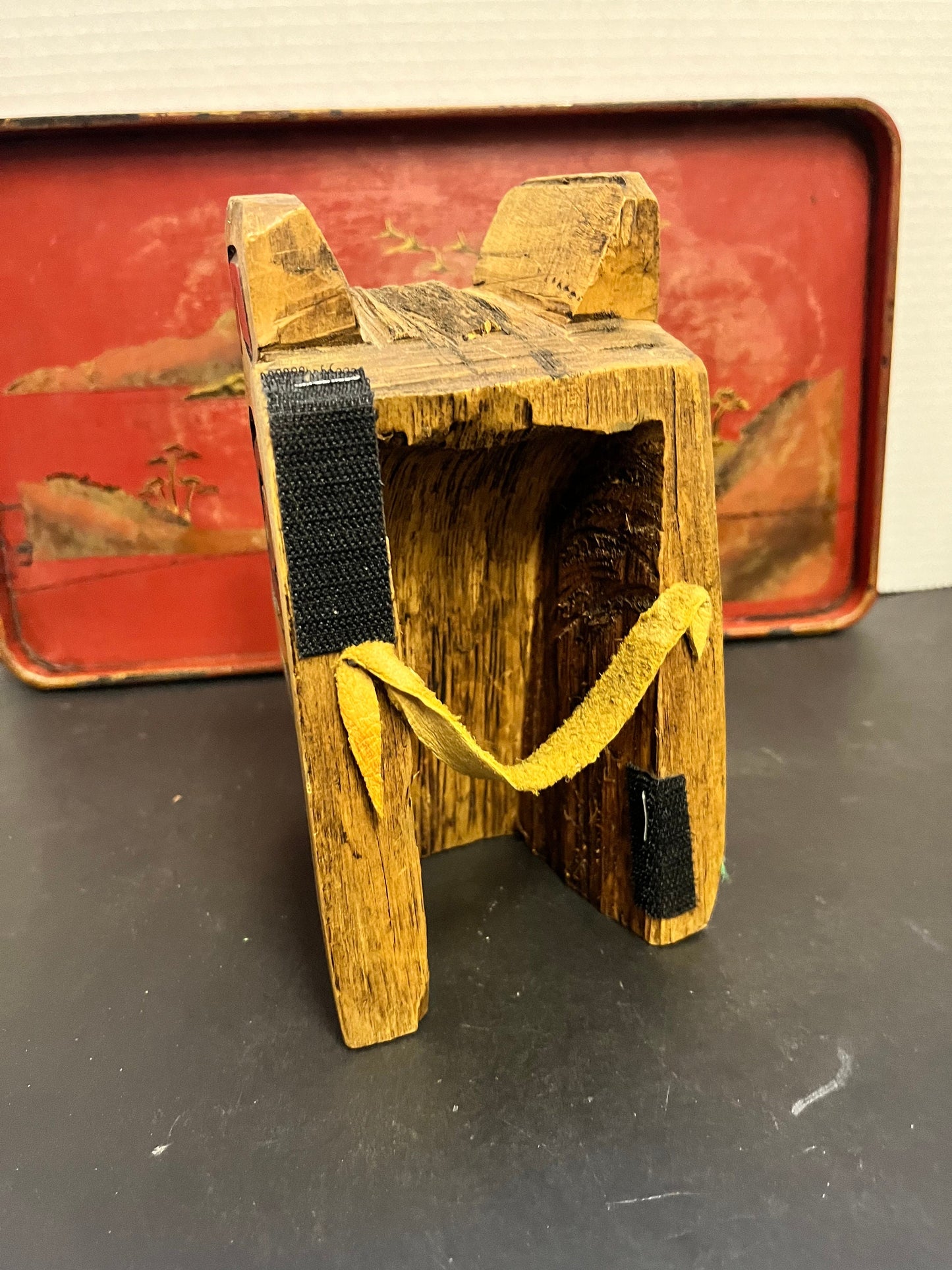 Fabulous 7 inch high and 5 across  indigenous, first nations pacific northwest coast hanging mask with copper eyes  wow  great price