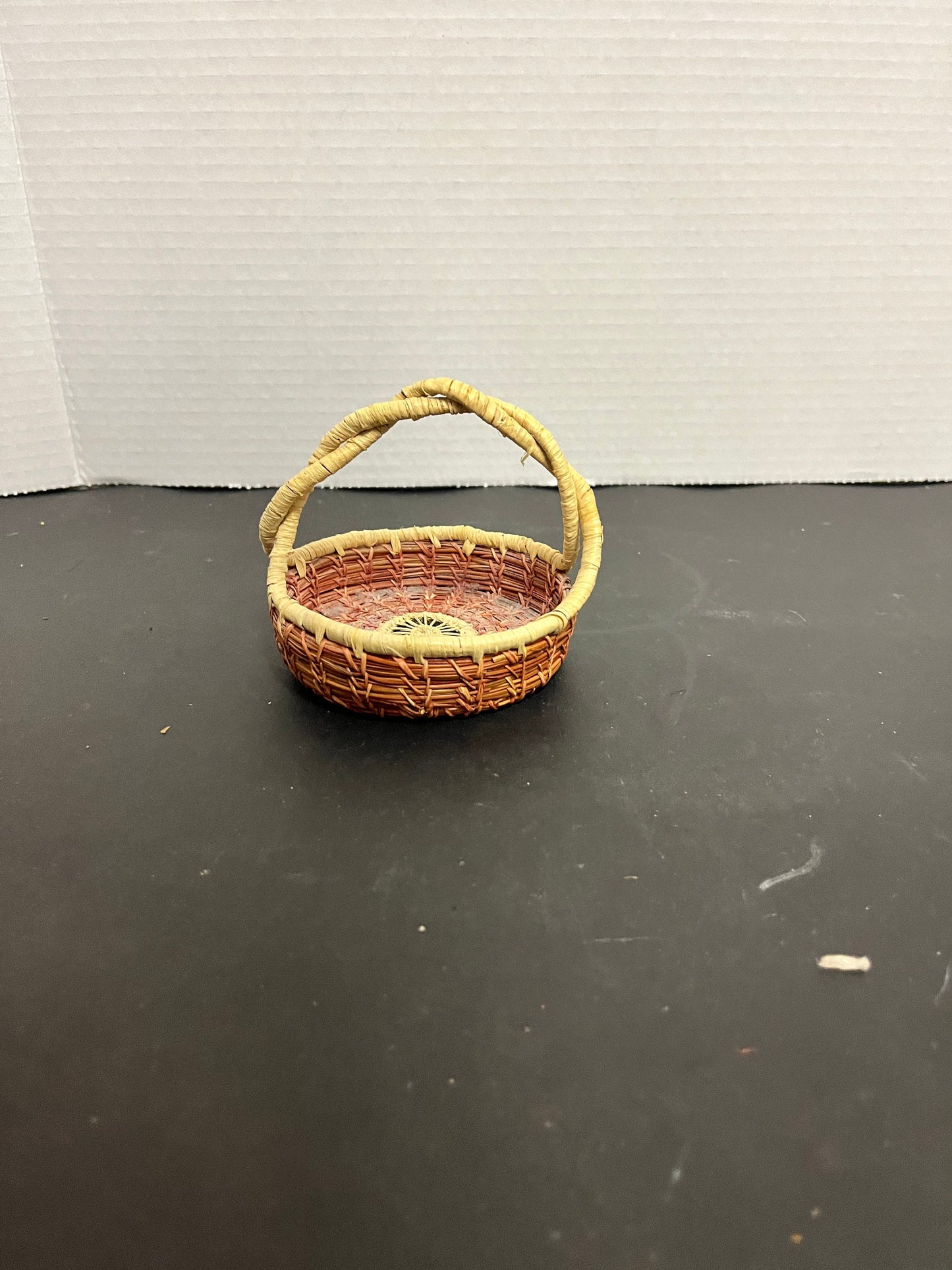 Lovely small intense fabulous woven Alaskan basket  antique perfect condition- very unusual and great price