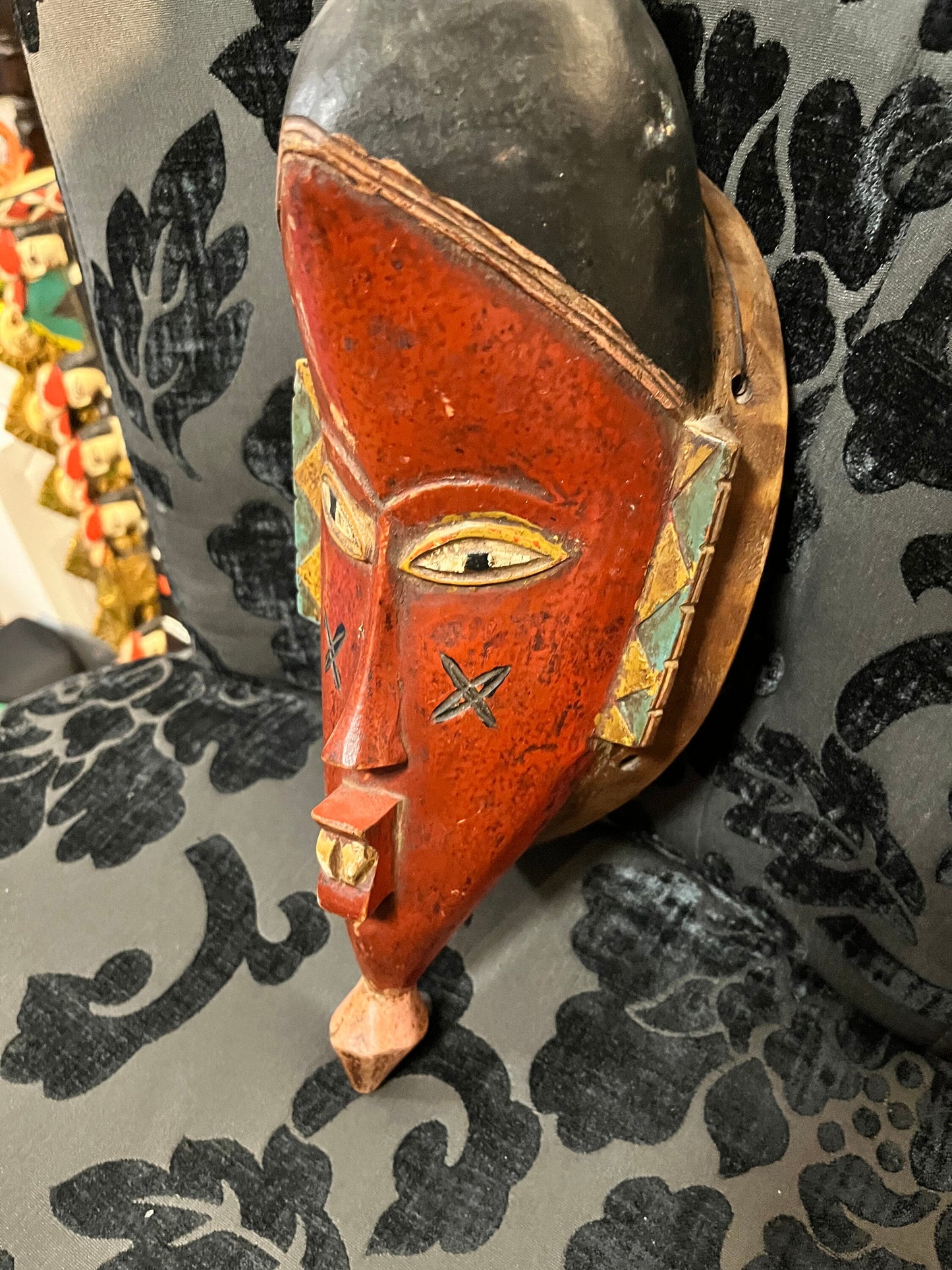 16 inch old polychrome Indonesian ceremonial mask