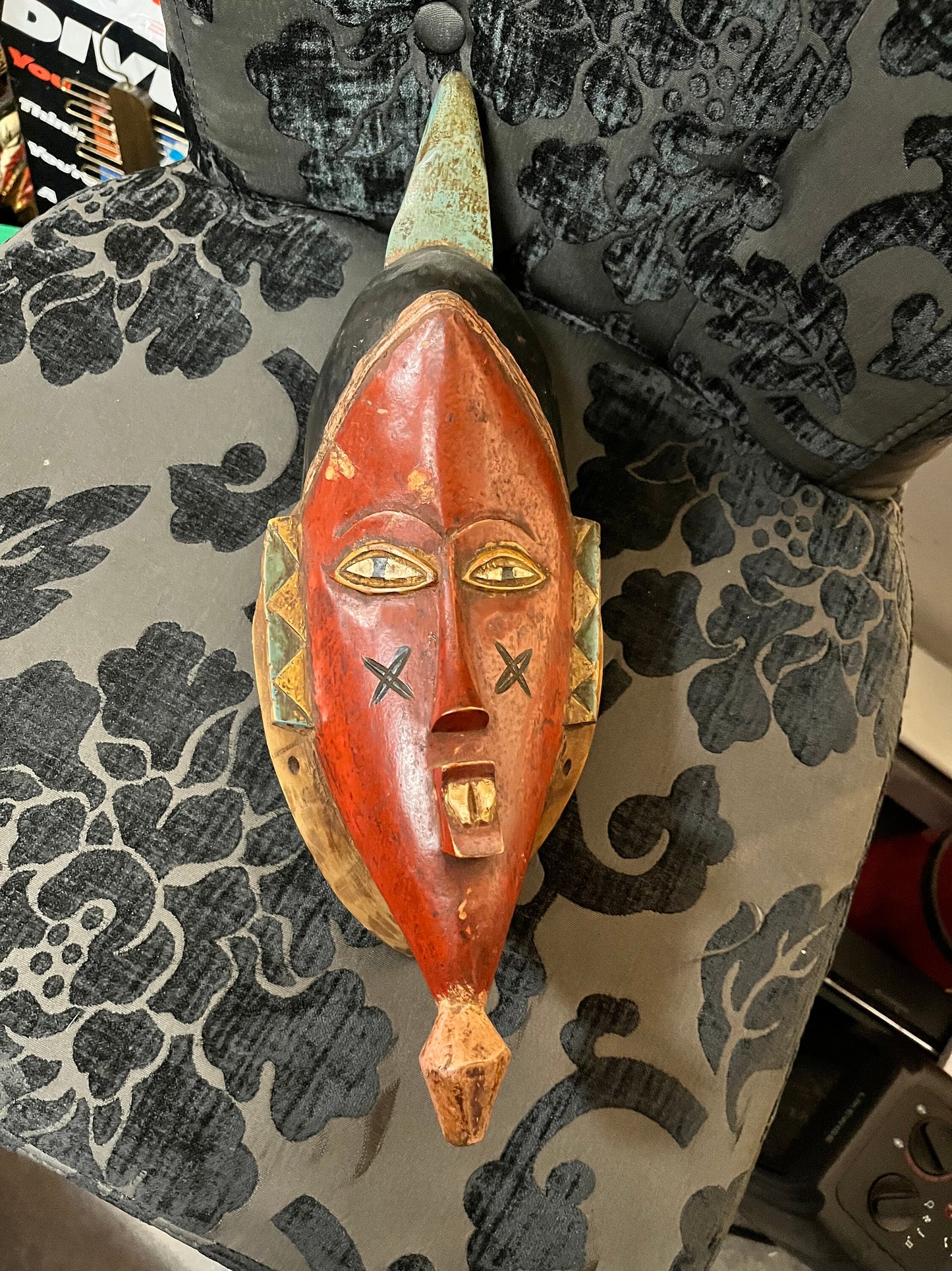 16 inch old polychrome Indonesian ceremonial mask