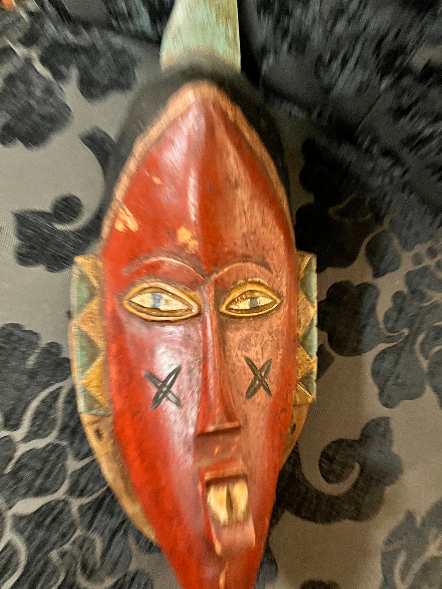 16 inch old polychrome Indonesian ceremonial mask