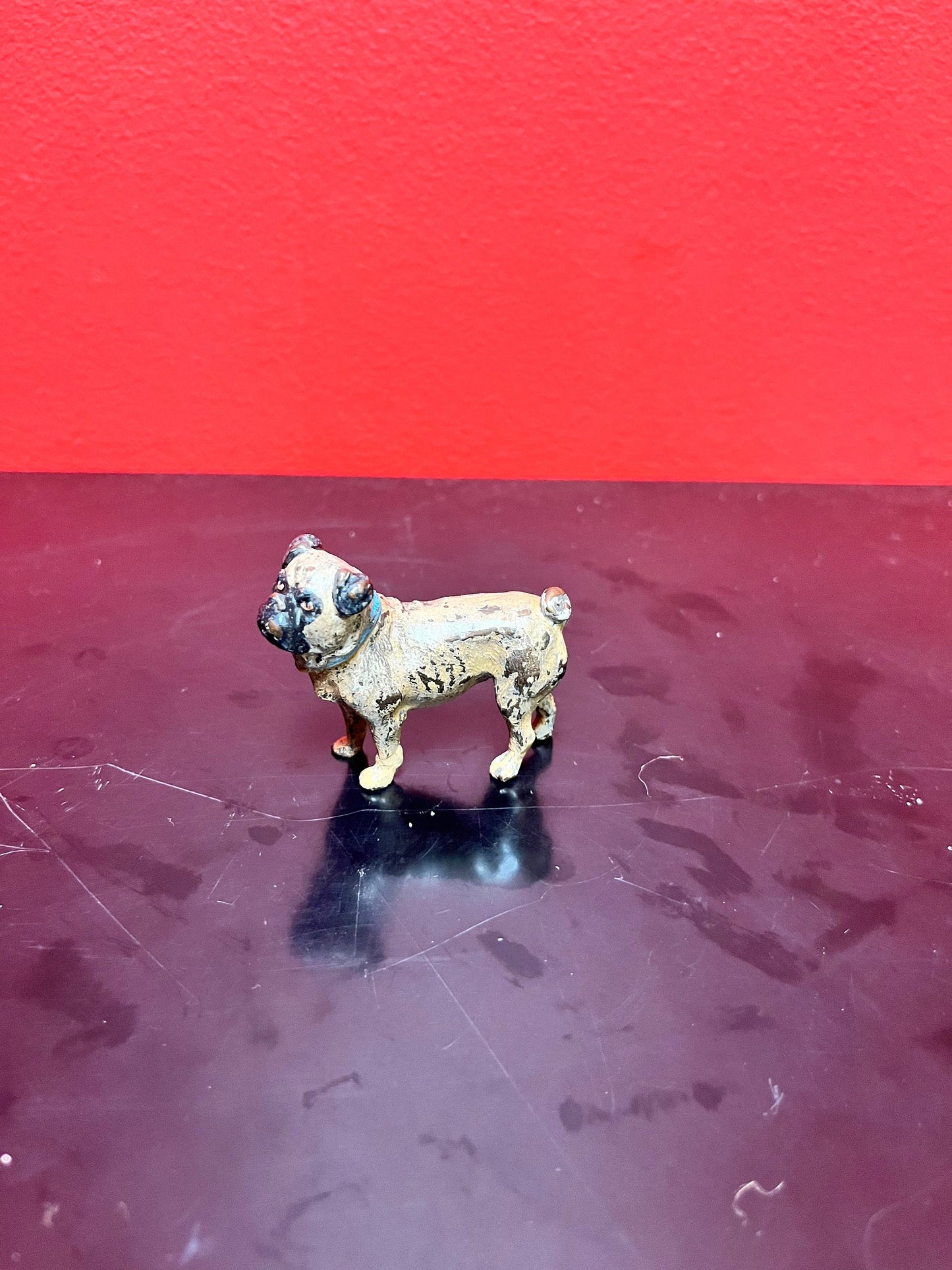 Authentic fabulous 2 inch long, Franz Bergman antique Austrian bronze of a pug dog great patina absolutely fabulous