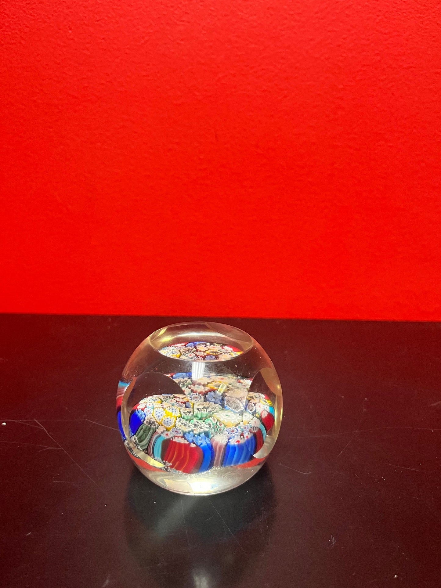 Beautiful 3 inch Milliefore facetted paperweight in mint condition - colorful and beautiful