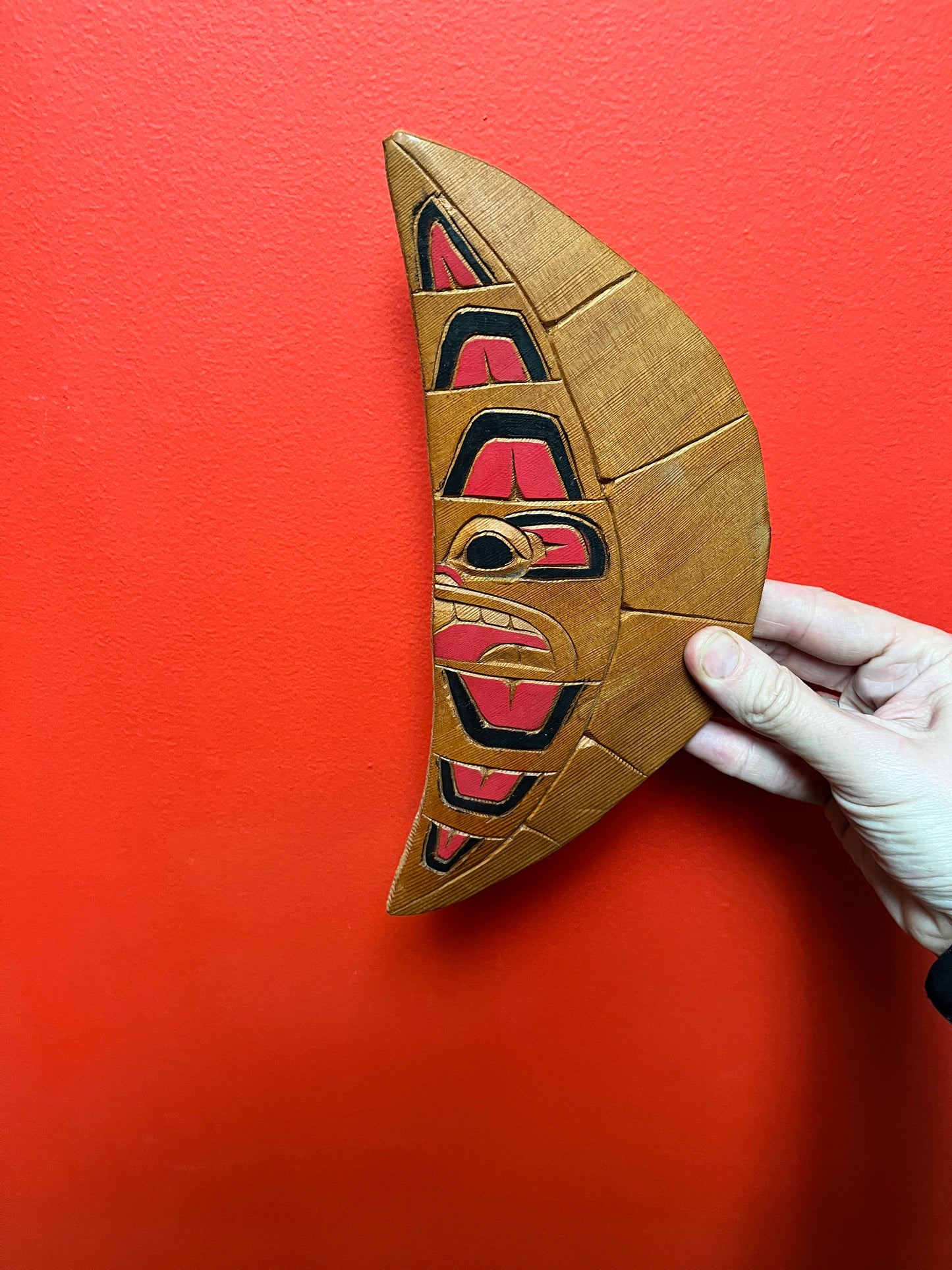Superb pair 11 x 5 inch moon plaques indigenous First Nations Pacific Northwest coast great value