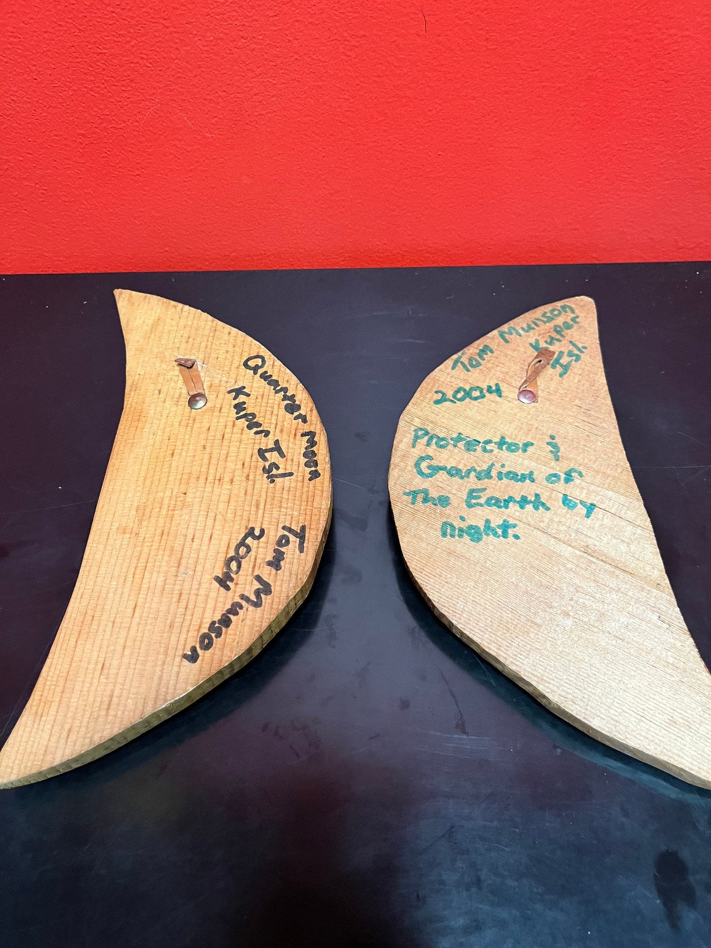 Superb pair 11 x 5 inch moon plaques indigenous First Nations Pacific Northwest coast great value
