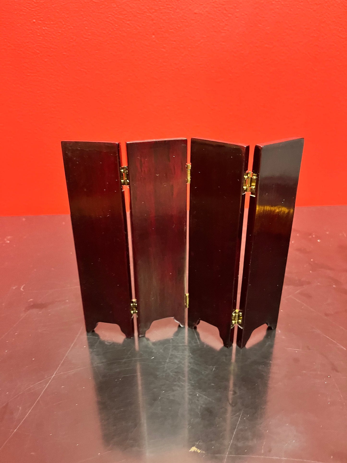 Stunning 7 x 6 high antique Chinese Rosewood miniature screen with mother of pearl inlay   4 seasons depicted- doll furniture?