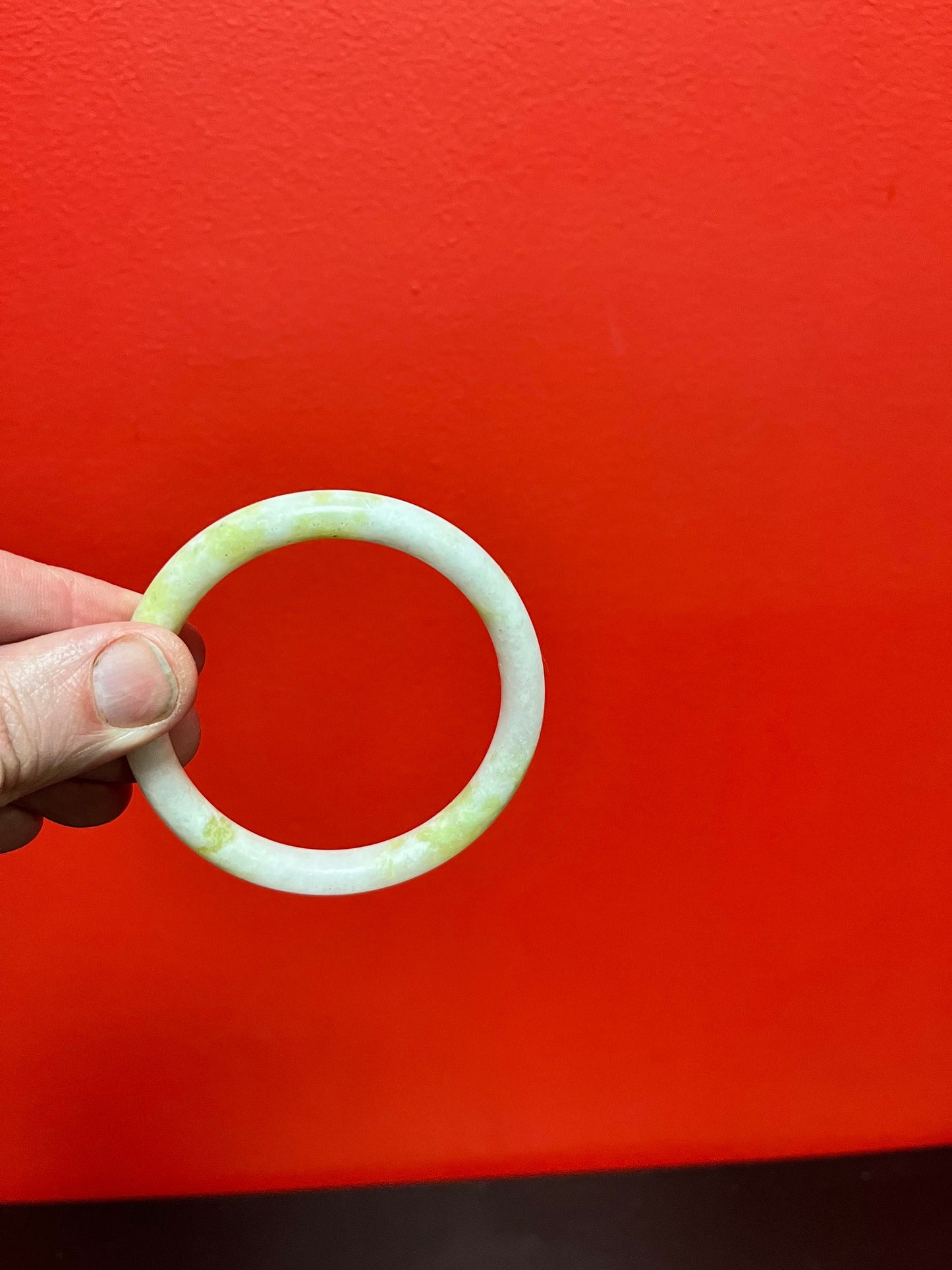 An  Absolutely stunning and unusual Chinese antique moss green jade 3 inch bangle bracelet - wowzers