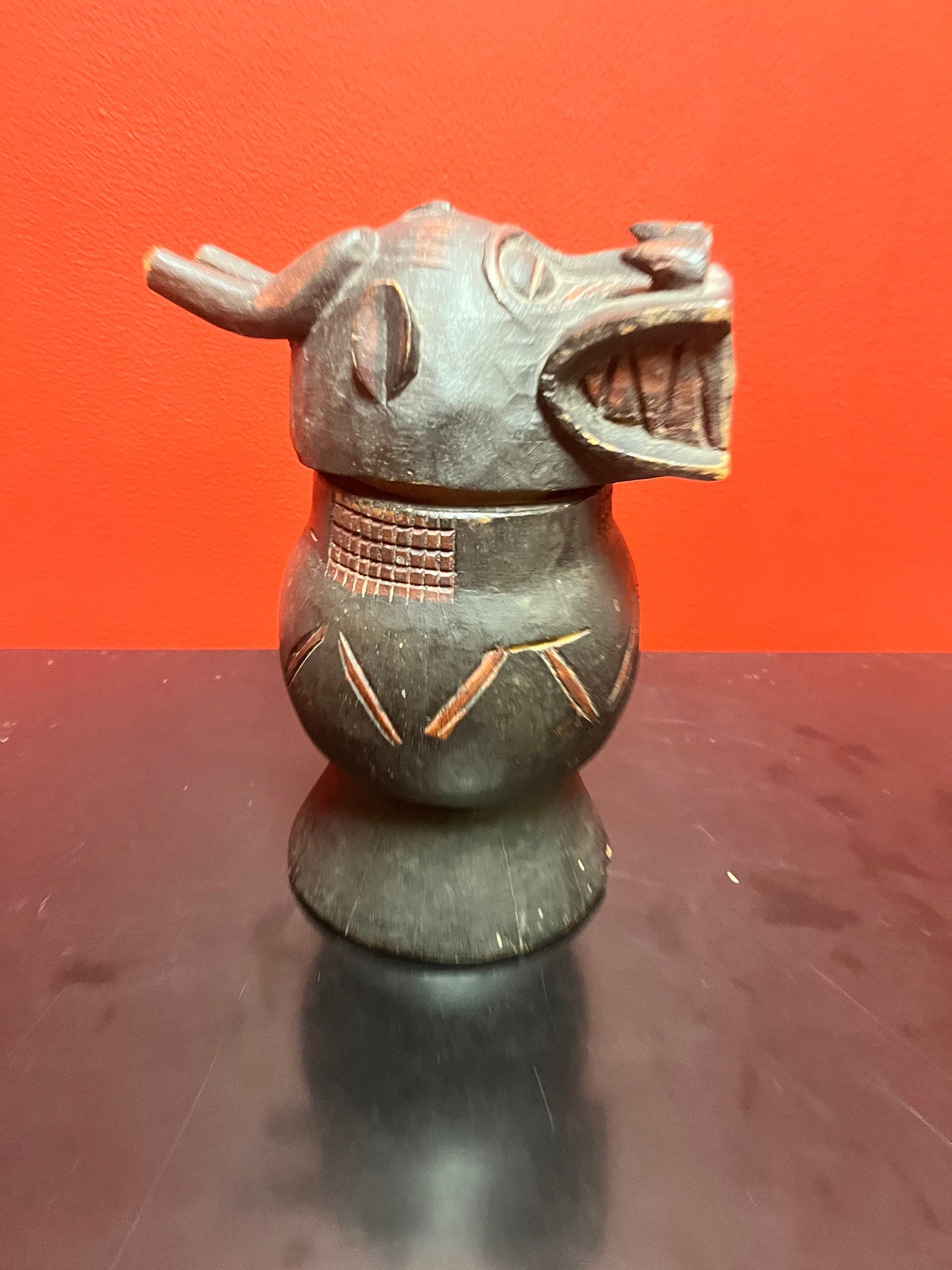 A  Fabulous rare antique African figural carved box   wonderful patina, and facial expression  beautiful piece of African history - 9