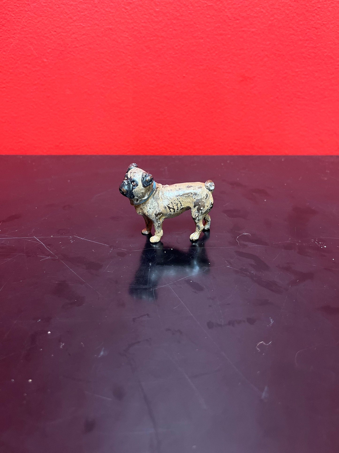 Authentic fabulous 2 inch long, Franz Bergman antique Austrian bronze of a pug dog great patina absolutely fabulous