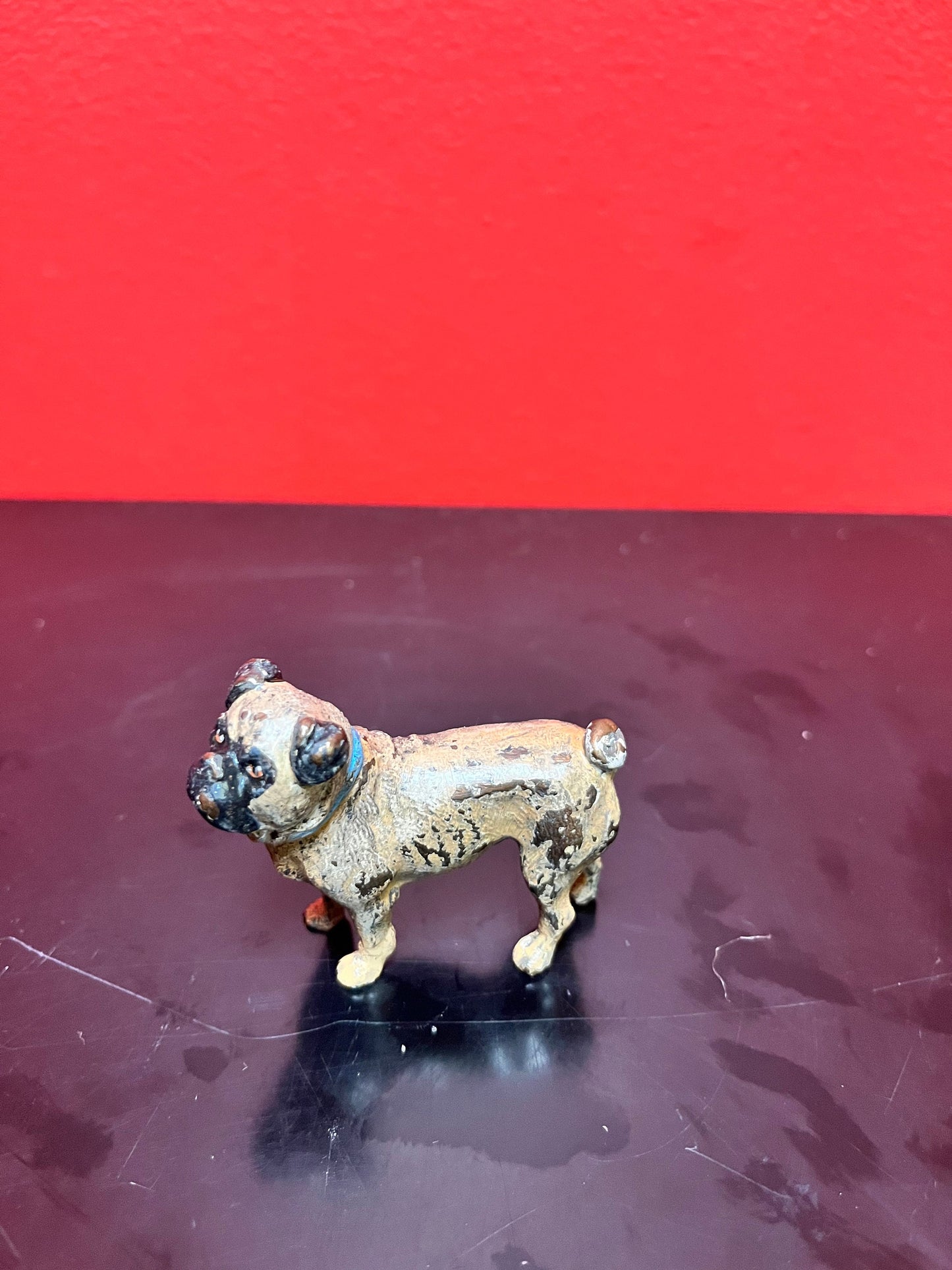 Authentic fabulous 2 inch long, Franz Bergman antique Austrian bronze of a pug dog great patina absolutely fabulous