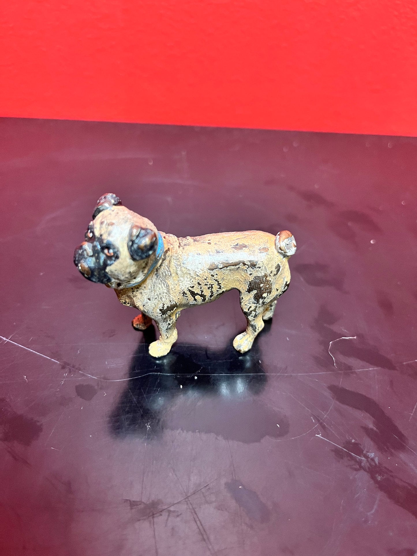 Authentic fabulous 2 inch long, Franz Bergman antique Austrian bronze of a pug dog great patina absolutely fabulous