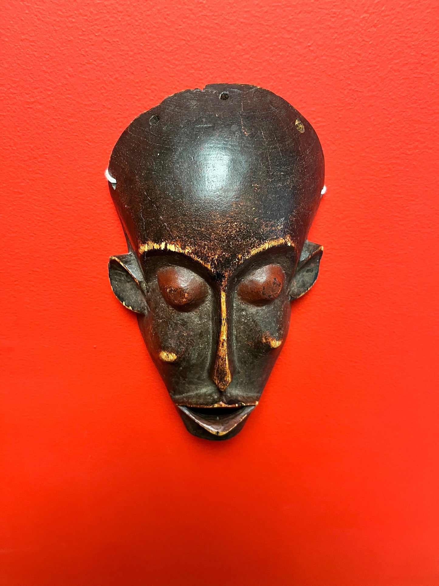 An  Amazing 10 inch tall African Dan passport mask   wonderful condition and patina  old beauty  wow wow